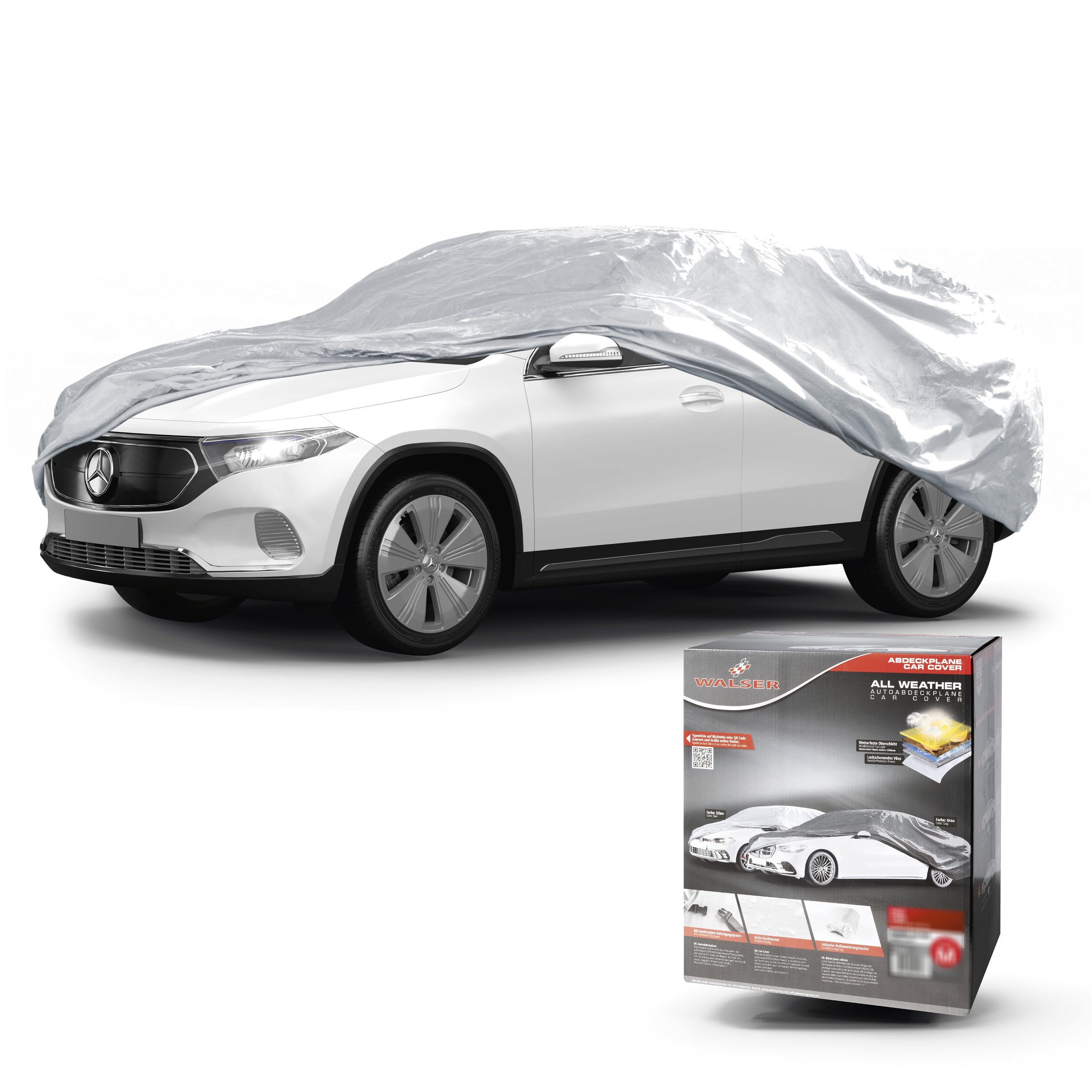 Dekzeil voor auto All Weather Basic, autozeil volledige garage SUV maat M zilver