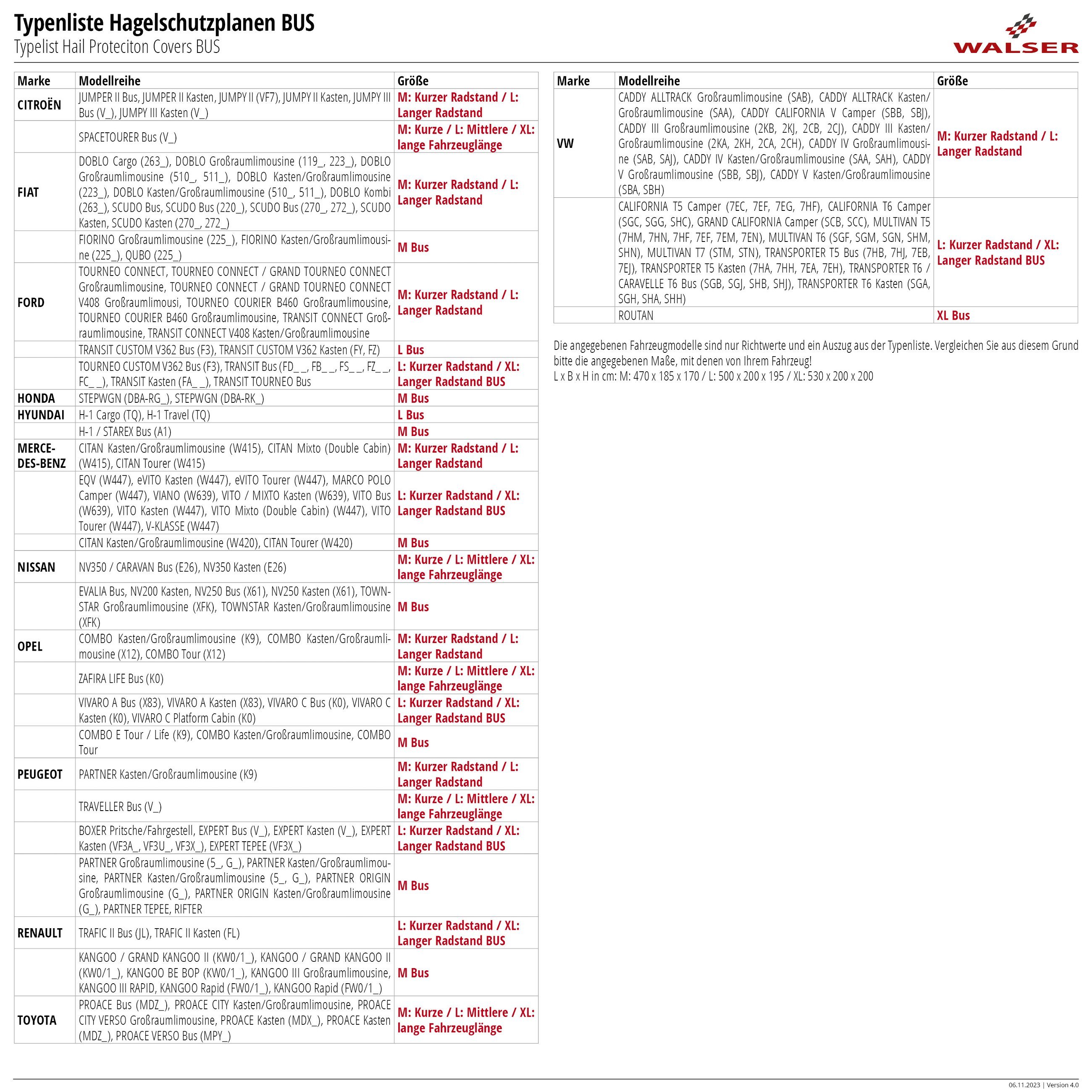 Bus Hagelschutzplane Hybrid UV Protect, Transporter-Hagelschutzgarage Größe L
