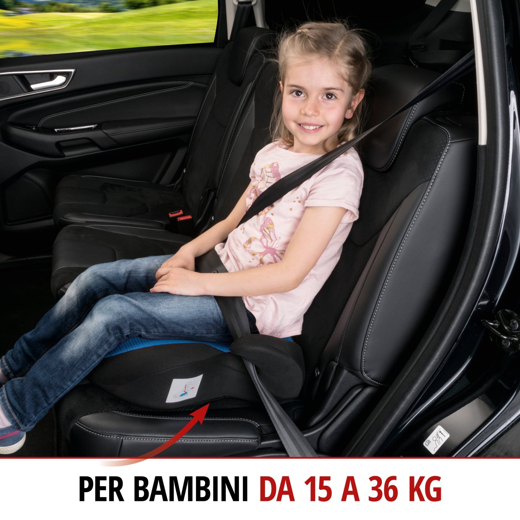 Rialzo per bambini Lino nero/blu