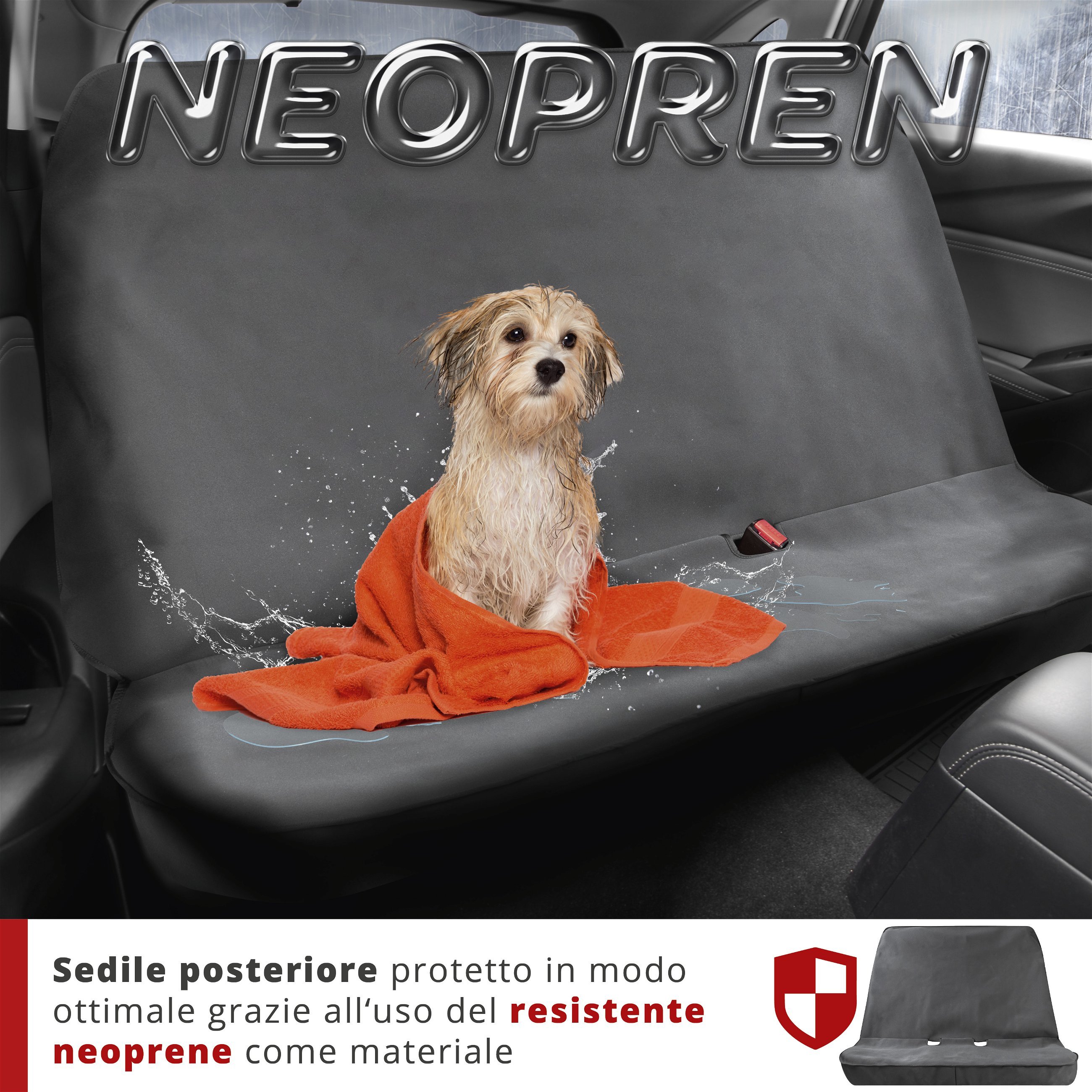 Coprisedile auto in neoprene, protezione sedile posteriore impermeabile, robusto cuscinetto protettivo universale e sottotappeto protettivo auto/autocarro