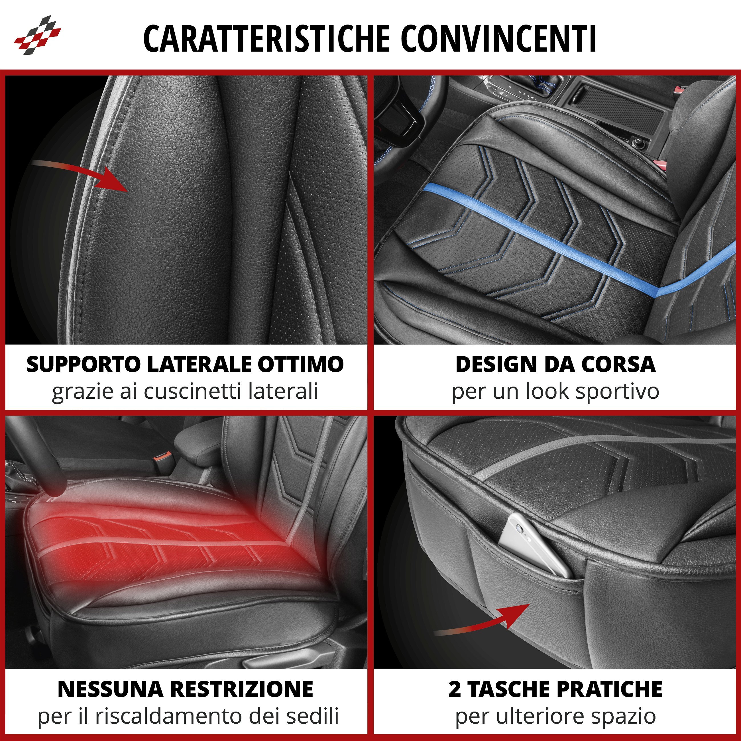 Coprisedili auto Kimi nero/argento