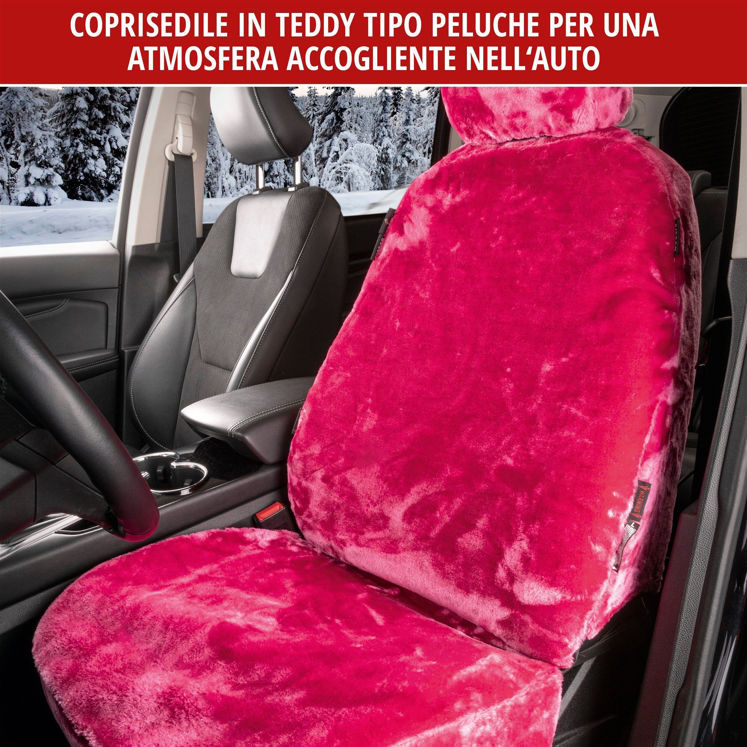 Coprisedili auto Teddy vegano rosa
