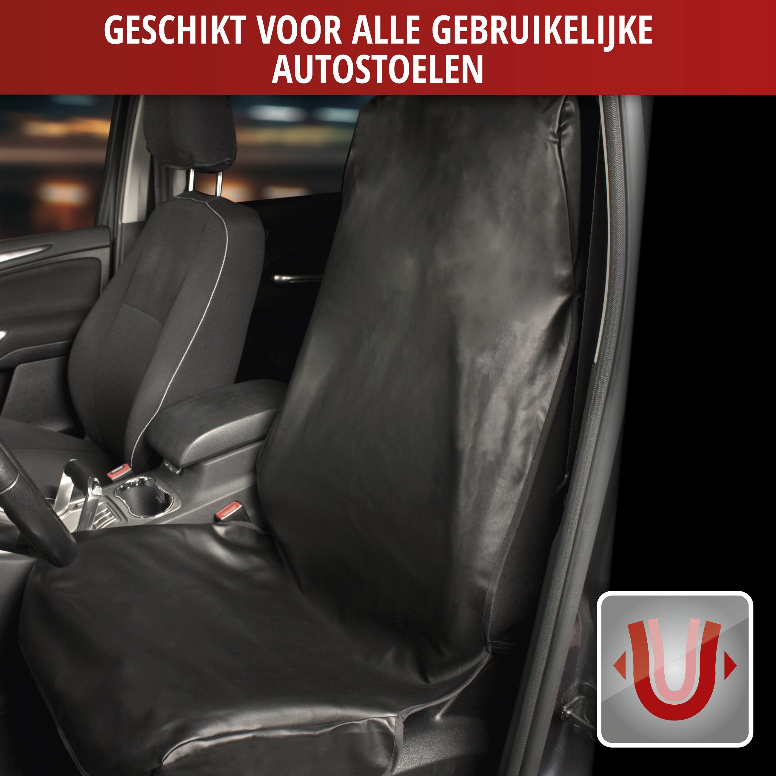 Autostoelhoes imitatieleer, universeel formaat beschermhoes en beschermmat voor auto's en vrachtwagens, Clean Tony werkplaatsbeschermer van imitatieleer, kleur: zwart 12071