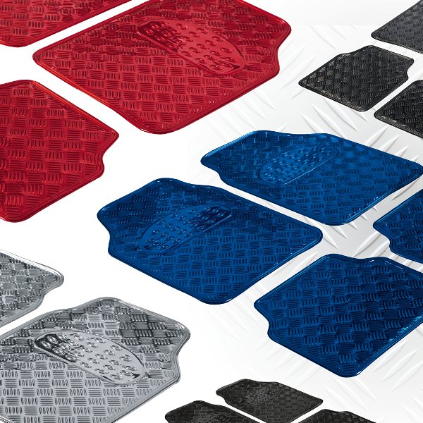 Car Rubber matss metallic checker plate look carbon maxi Universal