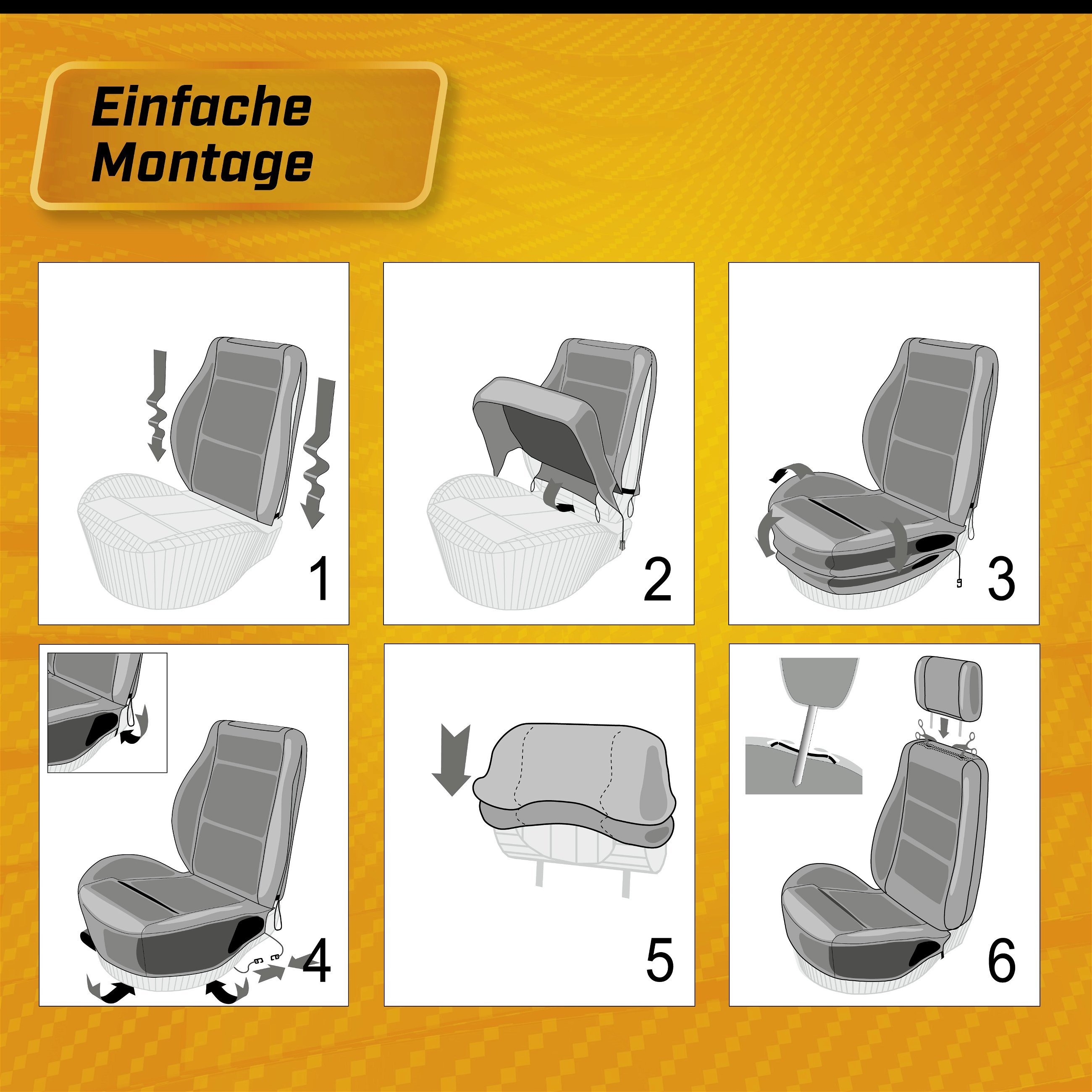 Sitzbezug / Bezug, Sitzkissen, Leder, Schwarz, R / Neu