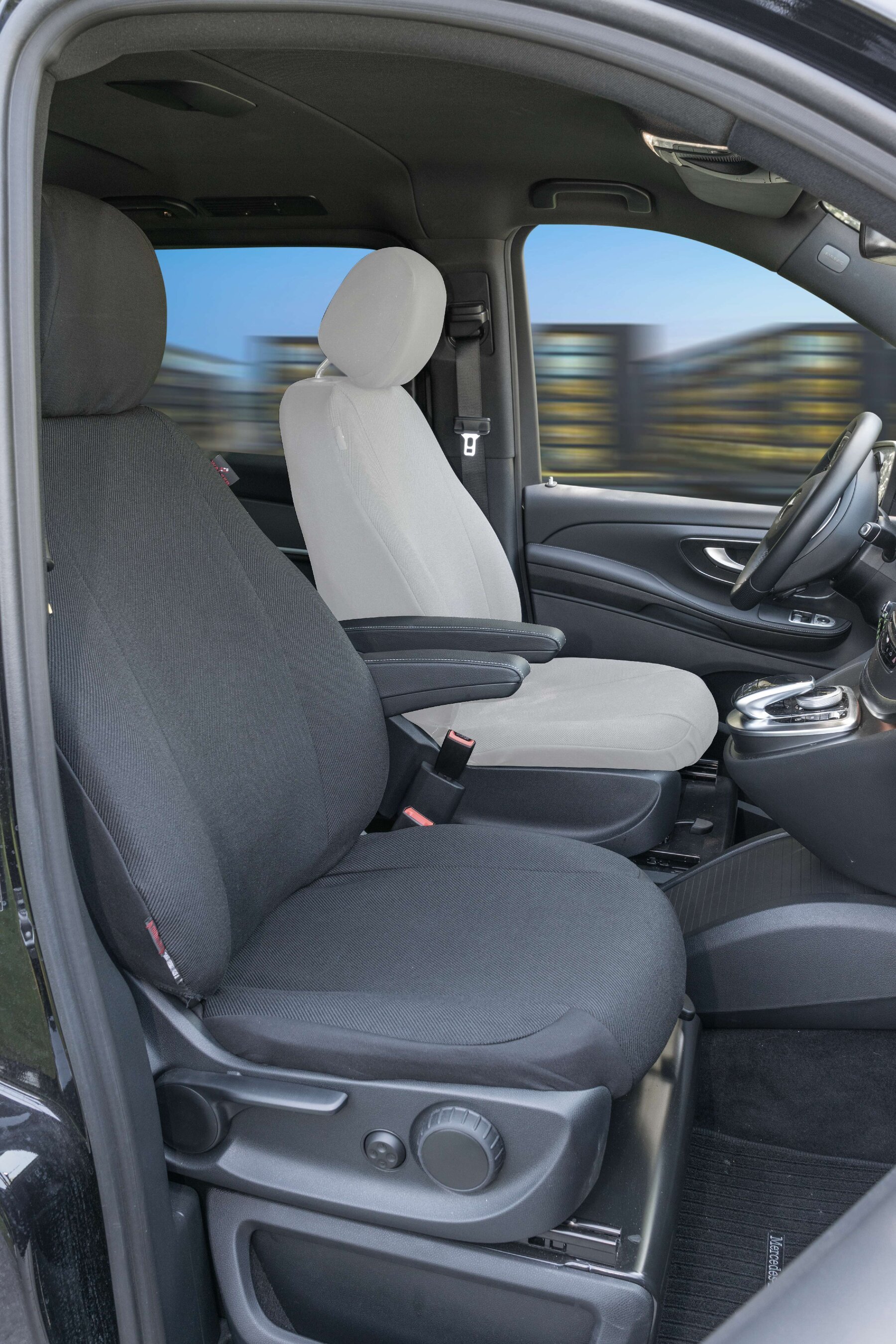 Passform Sitzbezug aus Stoff für Mercedes V-Klasse 447, Einzelsitzbezug Beifahrer Armlehne