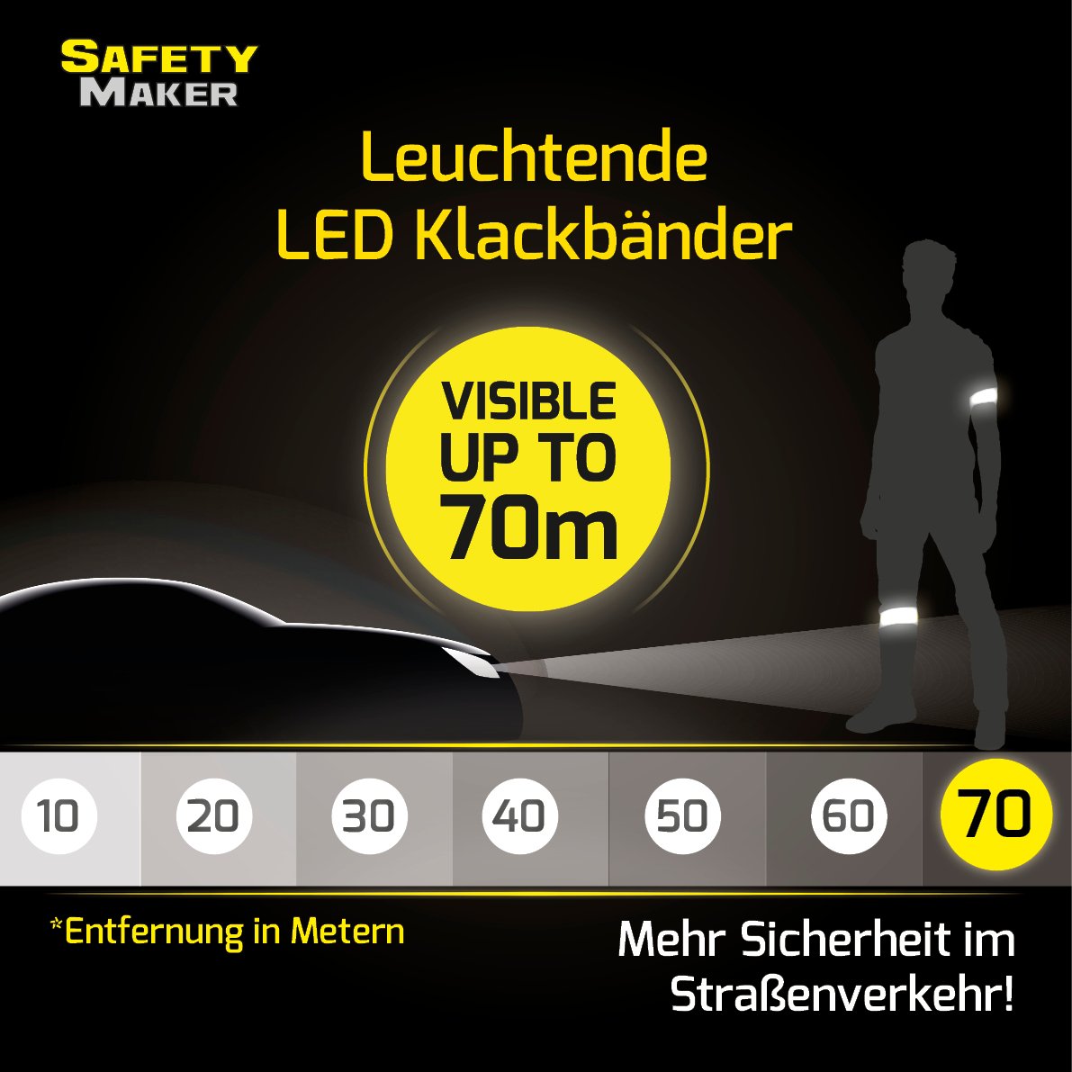 LED Klackband, leuchtendes Slap Wrap rot