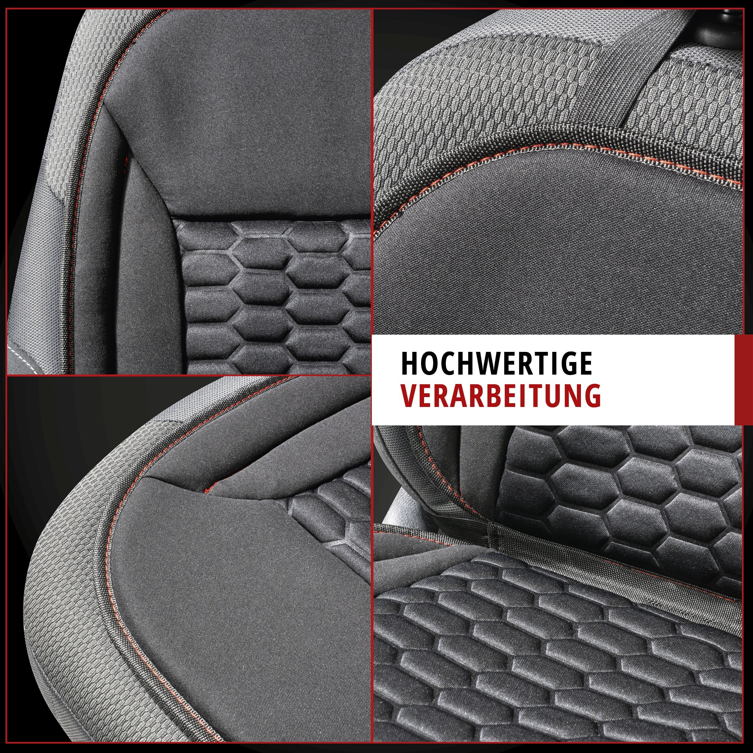 PKW Sitzauflage Kimi, Auto-Sitzaufleger im Rennsportdesign schwarz