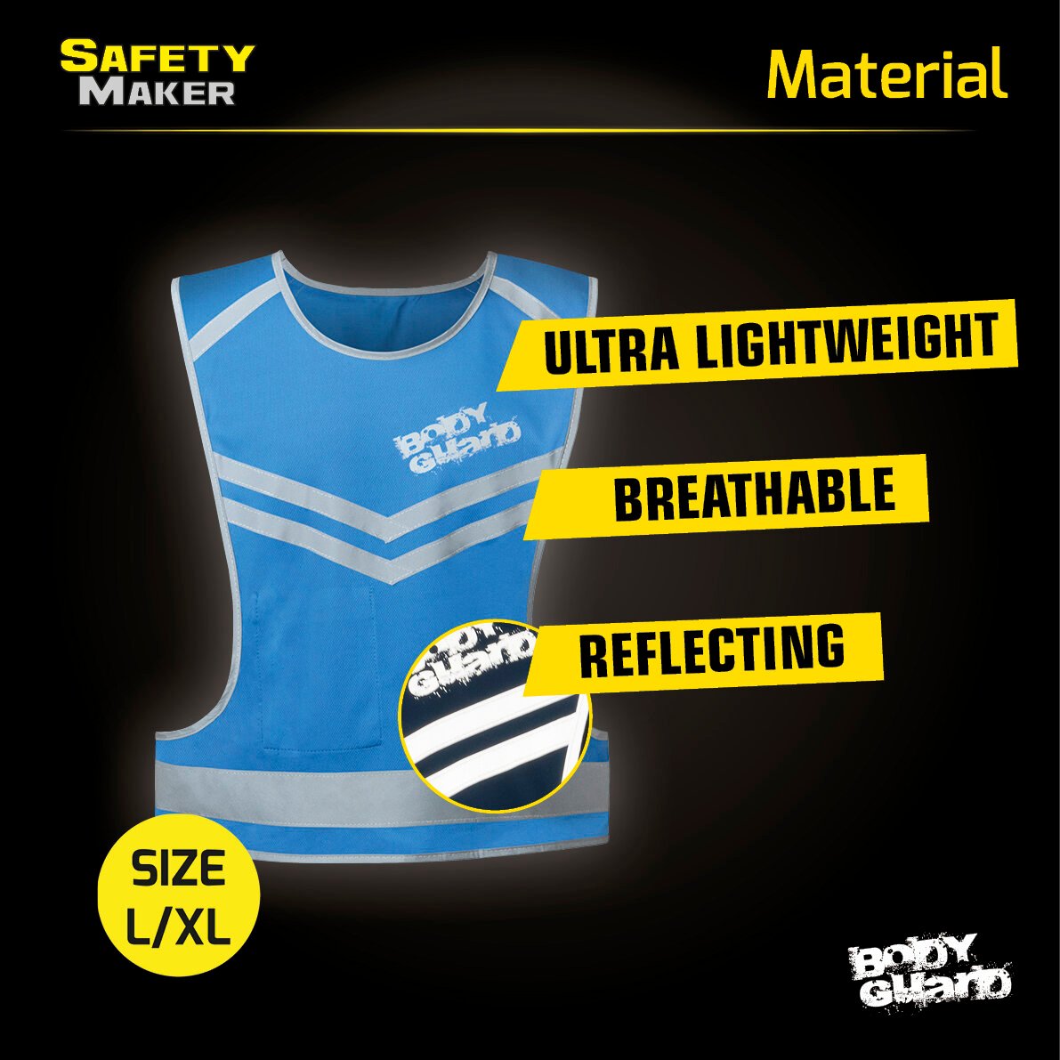 Running waistcoat with reflective design elements L/XL blue