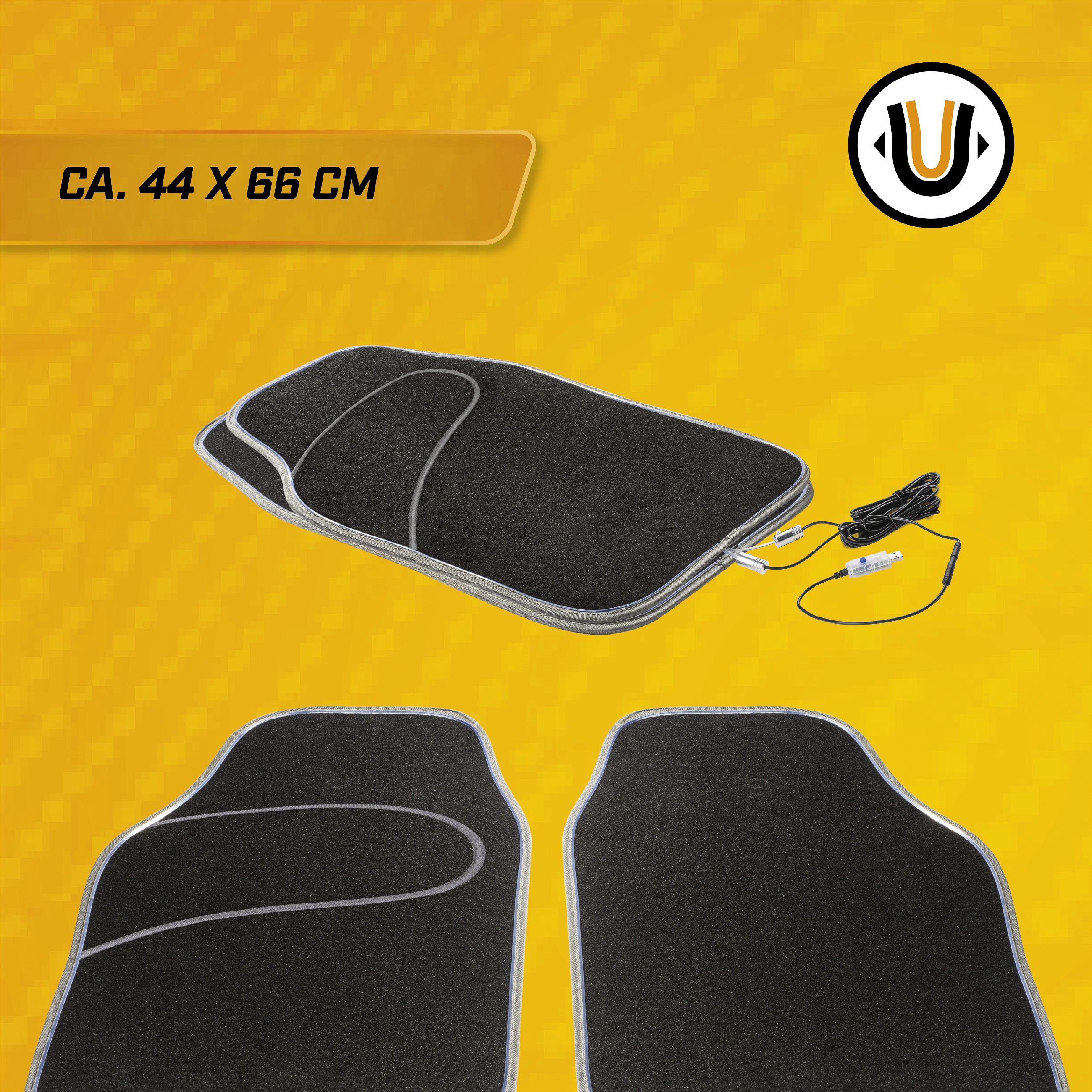 Tapis de voiture LED Ambiente avec sélection des couleurs, diverses fonctions d'éclairage et télécommande pour l'éclairage d'ambiance