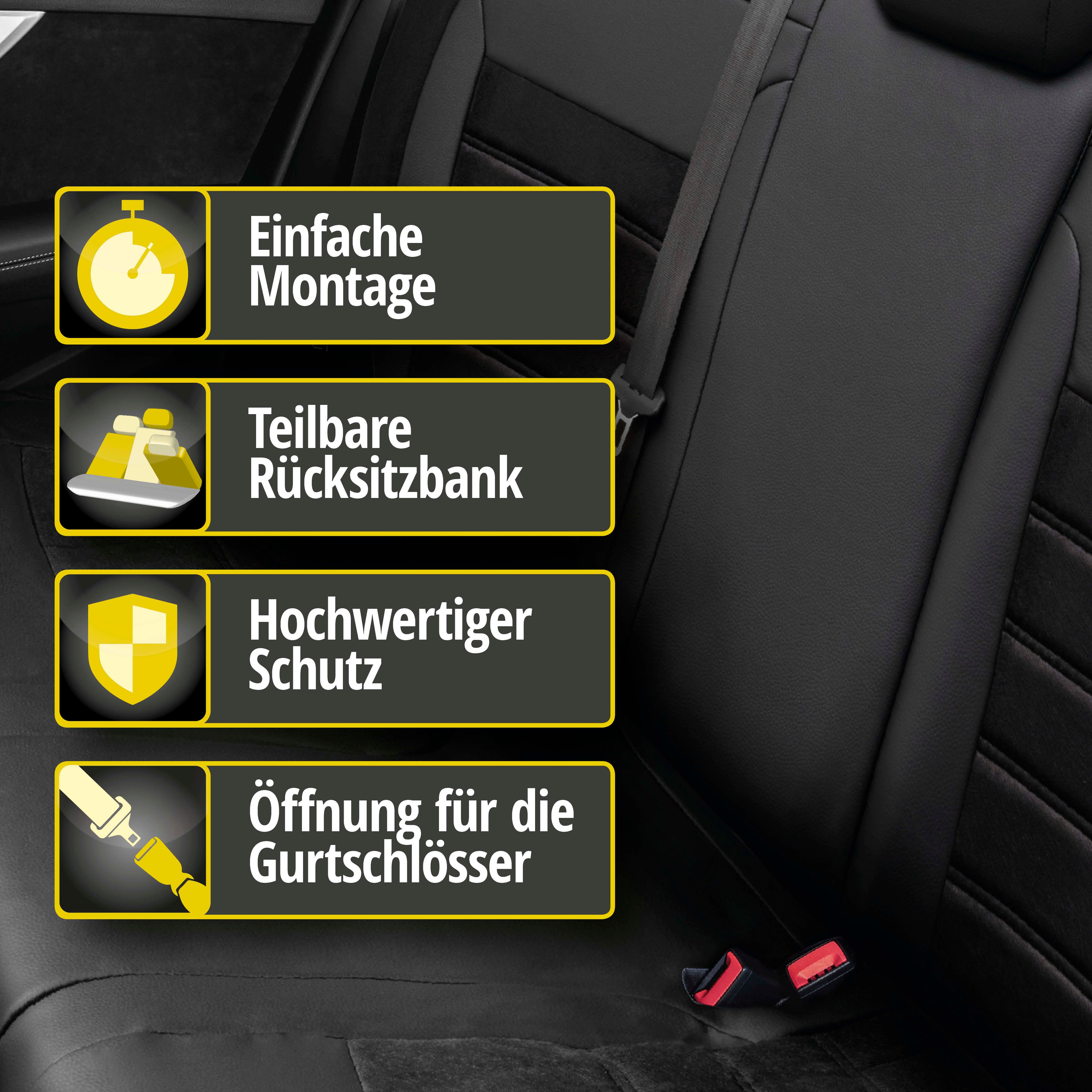 Passform Sitzbezug Bari für Opel Corsa 2014-Heute, 1 Rücksitzbankbezug für Sportsitze