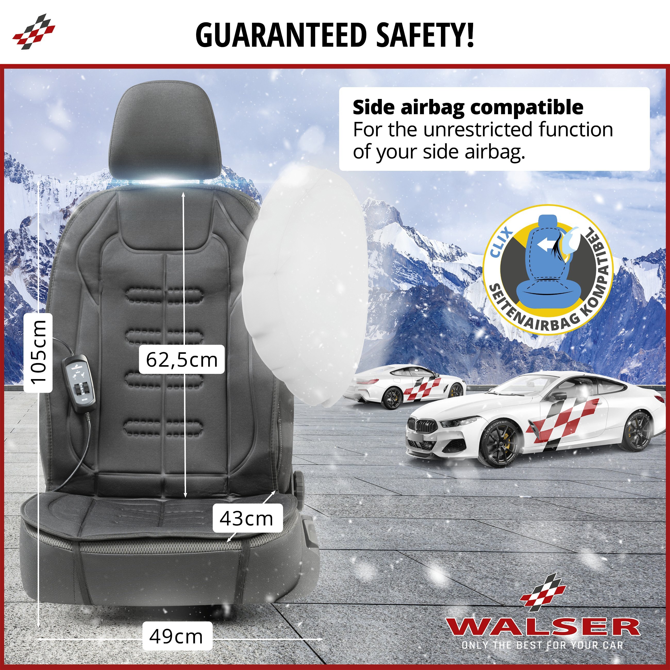 Premium heated seat cover model Caldo seat backrest seat