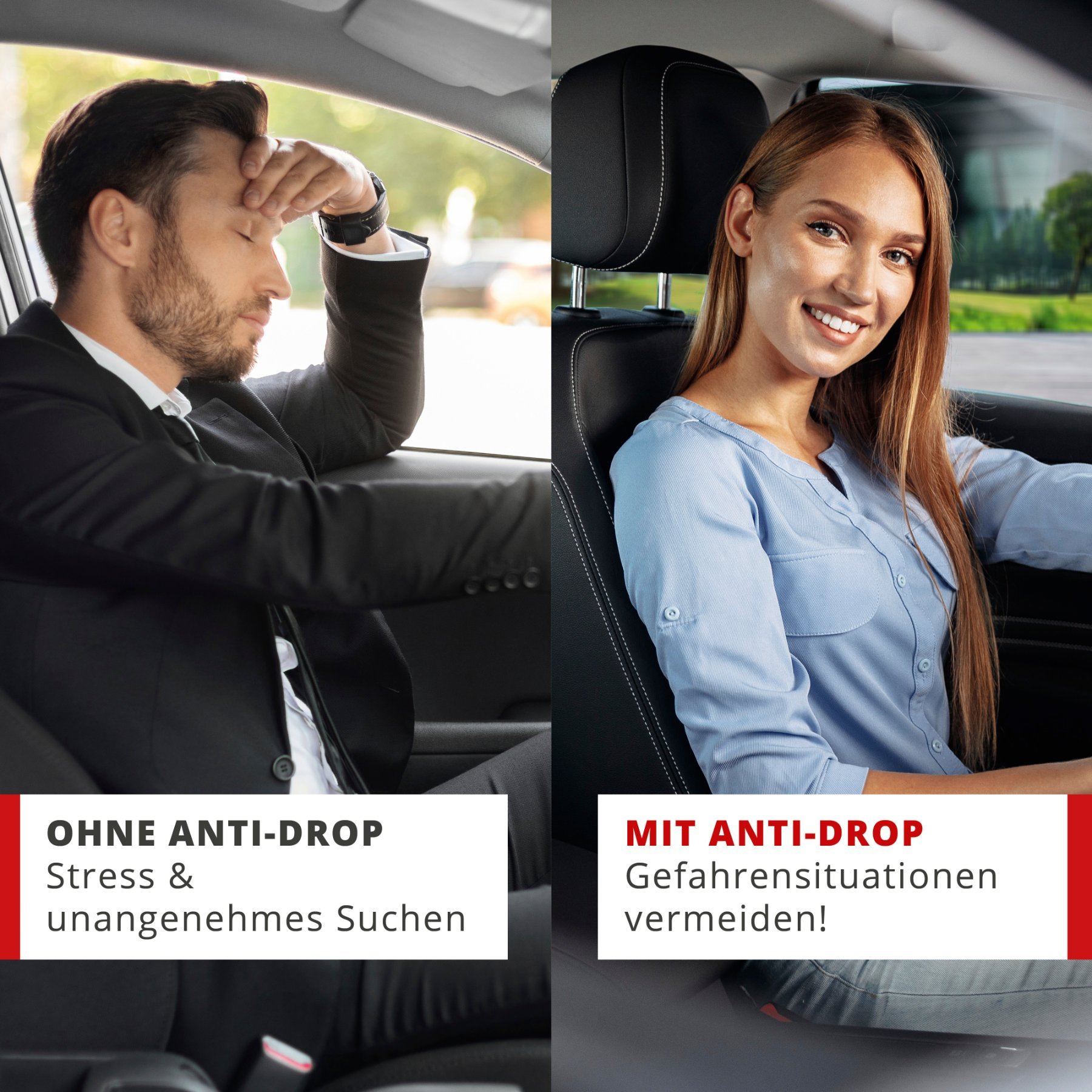 Autositz Lückenfüller AntiDrop - 2 Stück - Schließt die Lücke zwischen Sitz und Mittelkonsole