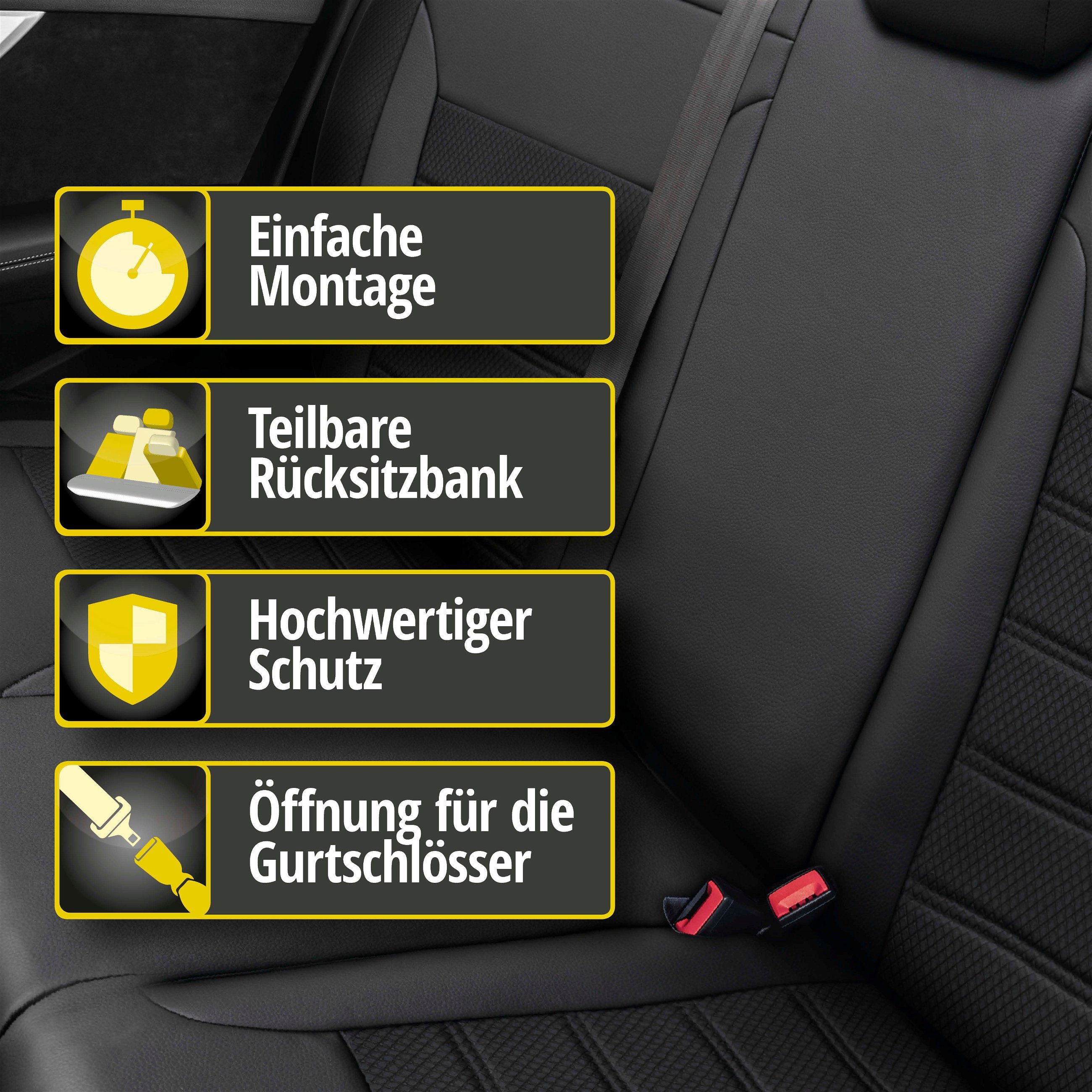 Passform Sitzbezug Aversa für Mercedes-Benz C-Klasse (W204) 01/2007-01/2015, 1 Rücksitzbankbezug für Normalsitze
