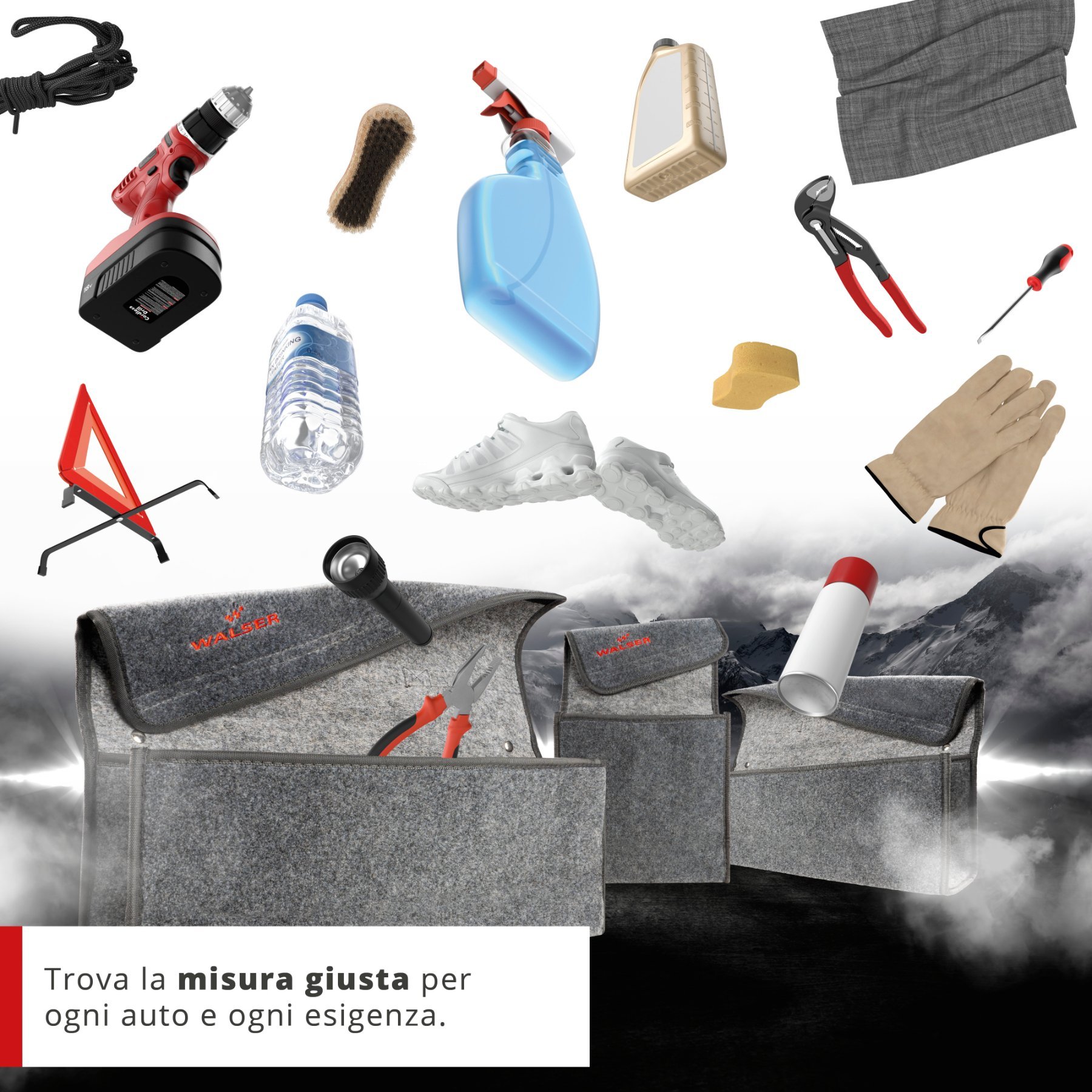 Borsa per il bagagliaio dell'auto Toolbag taglia XXL, borsa di stoccaggio auto grigio 57x16x21cm