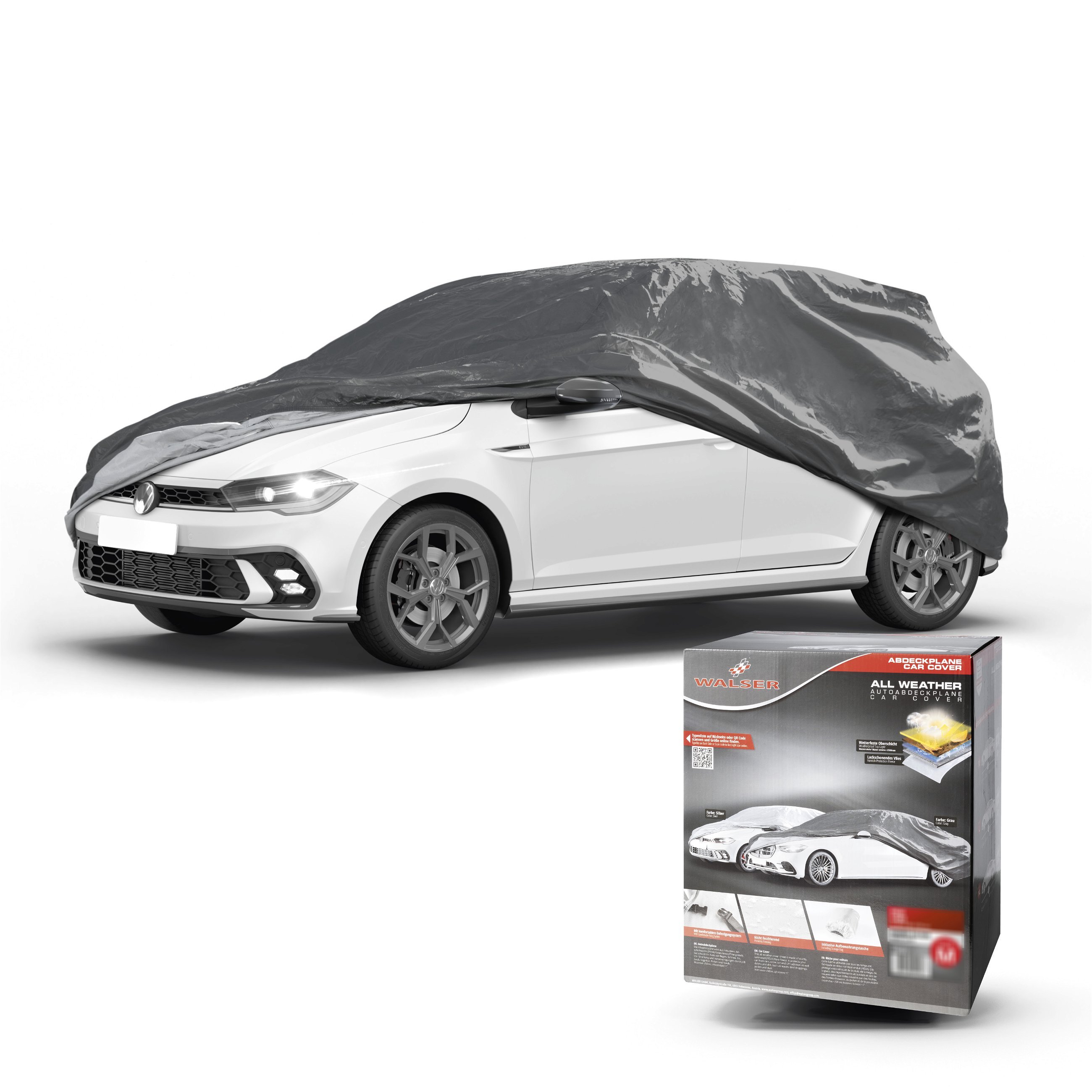 Abdeckplane Auto All Weather Basic, Autoplane Vollgarage Größe M, Autoabdeckung grau
