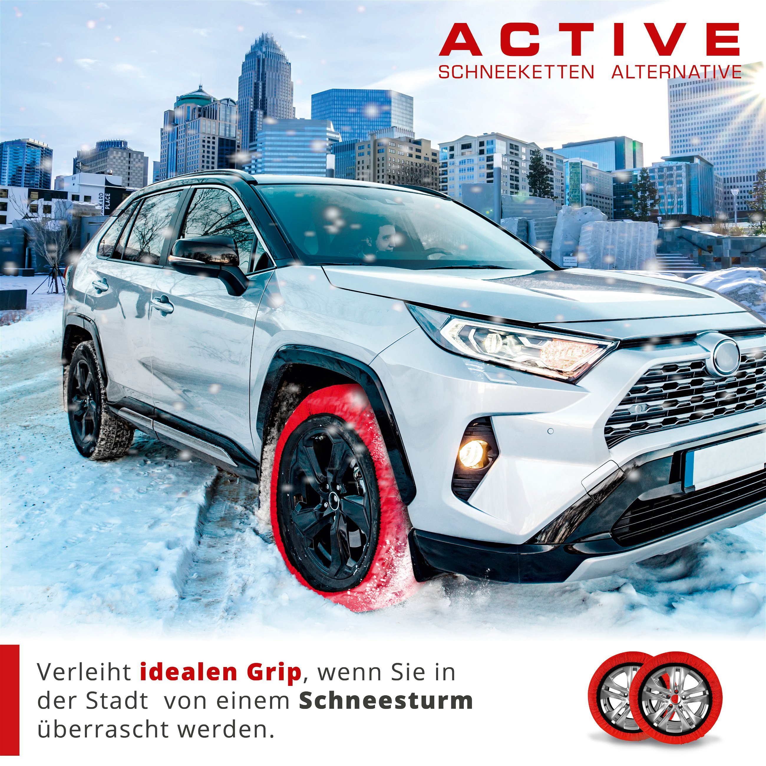 Basic Schneeketten Alternative Active XL, Textil Schneeketten, Schneesocken 2er Set rot