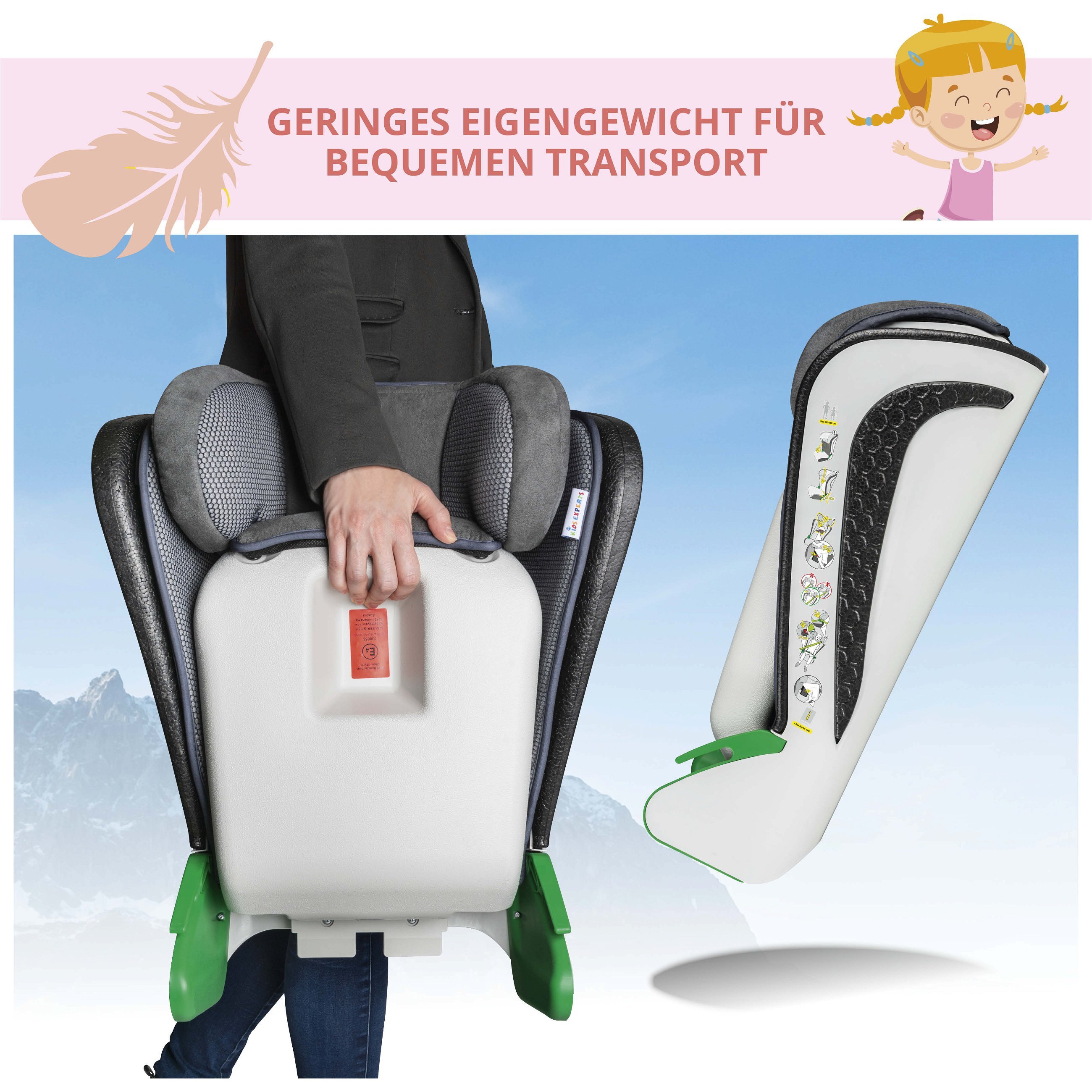 Kindersitz Noemi, klappbarer Auto-Kindersitz ECE R129 geprüft Anthrazit/Blau