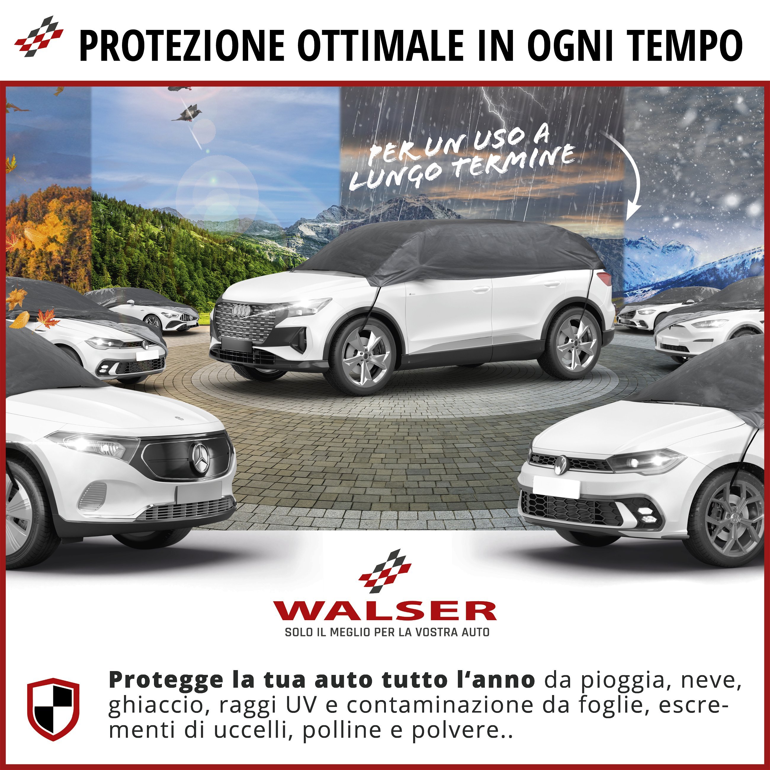 Telone per auto All Weather Basic, telone auto mezzo garage misura M grigio