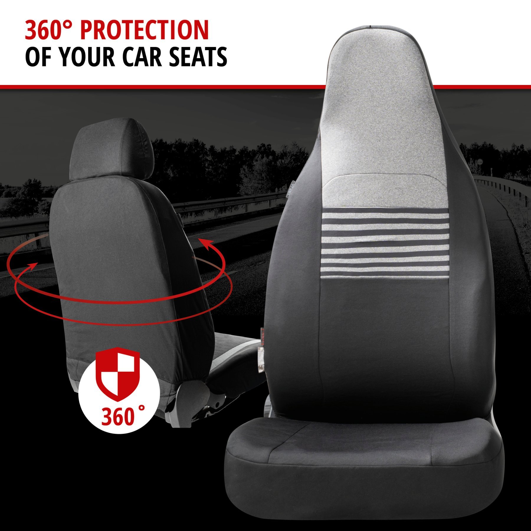 ZIPP IT Premium Car seat covers Gordon for two front seats with zip-system black/grey