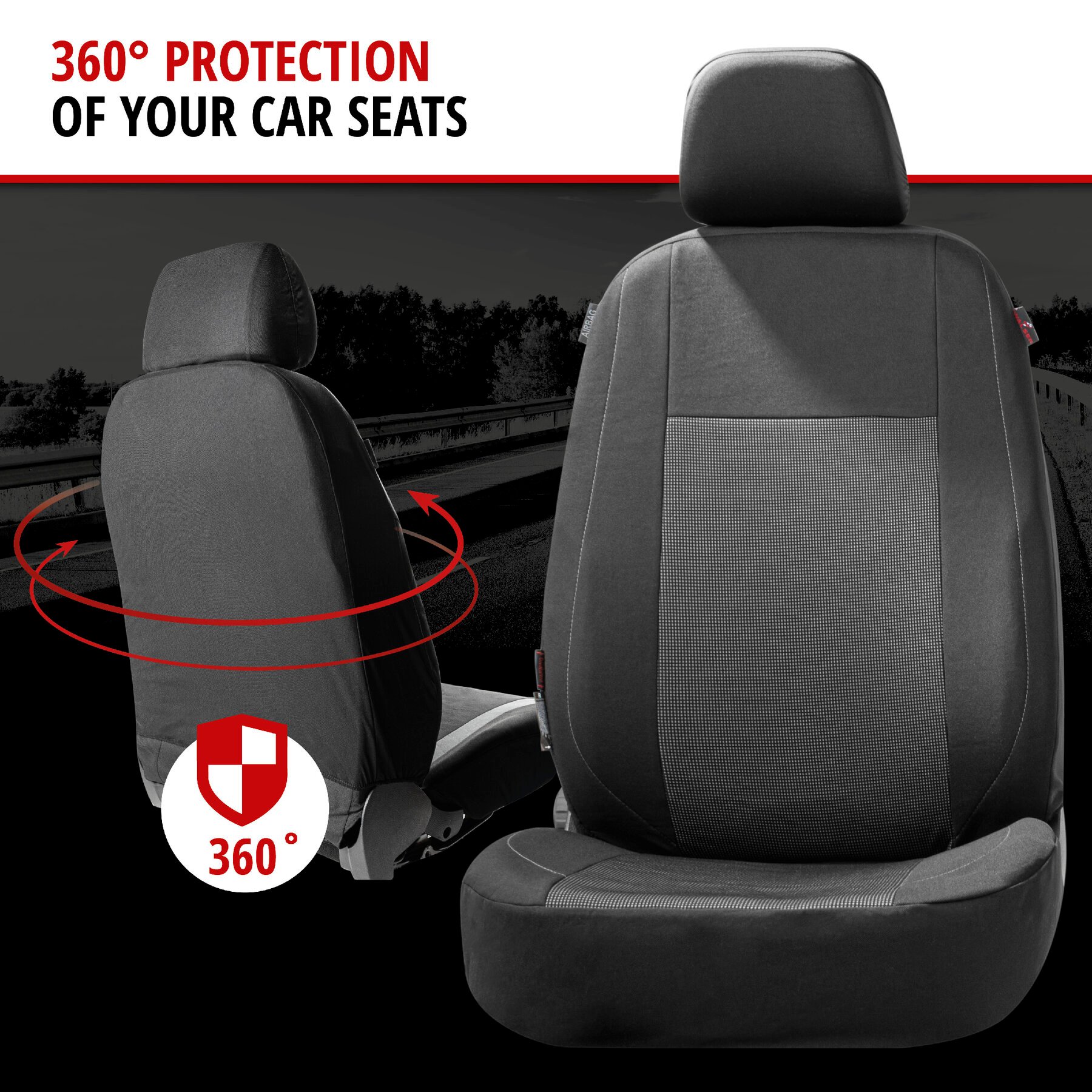 ZIPP IT Premium Car seat covers Ardwell complete set with zip-system black/grey