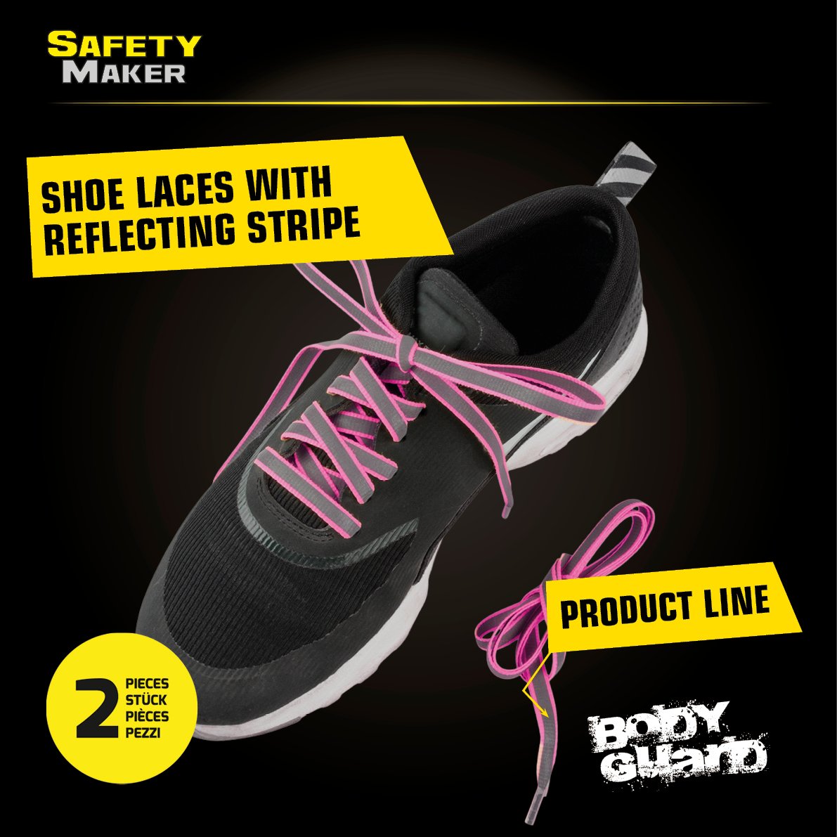 Reflective laces pink