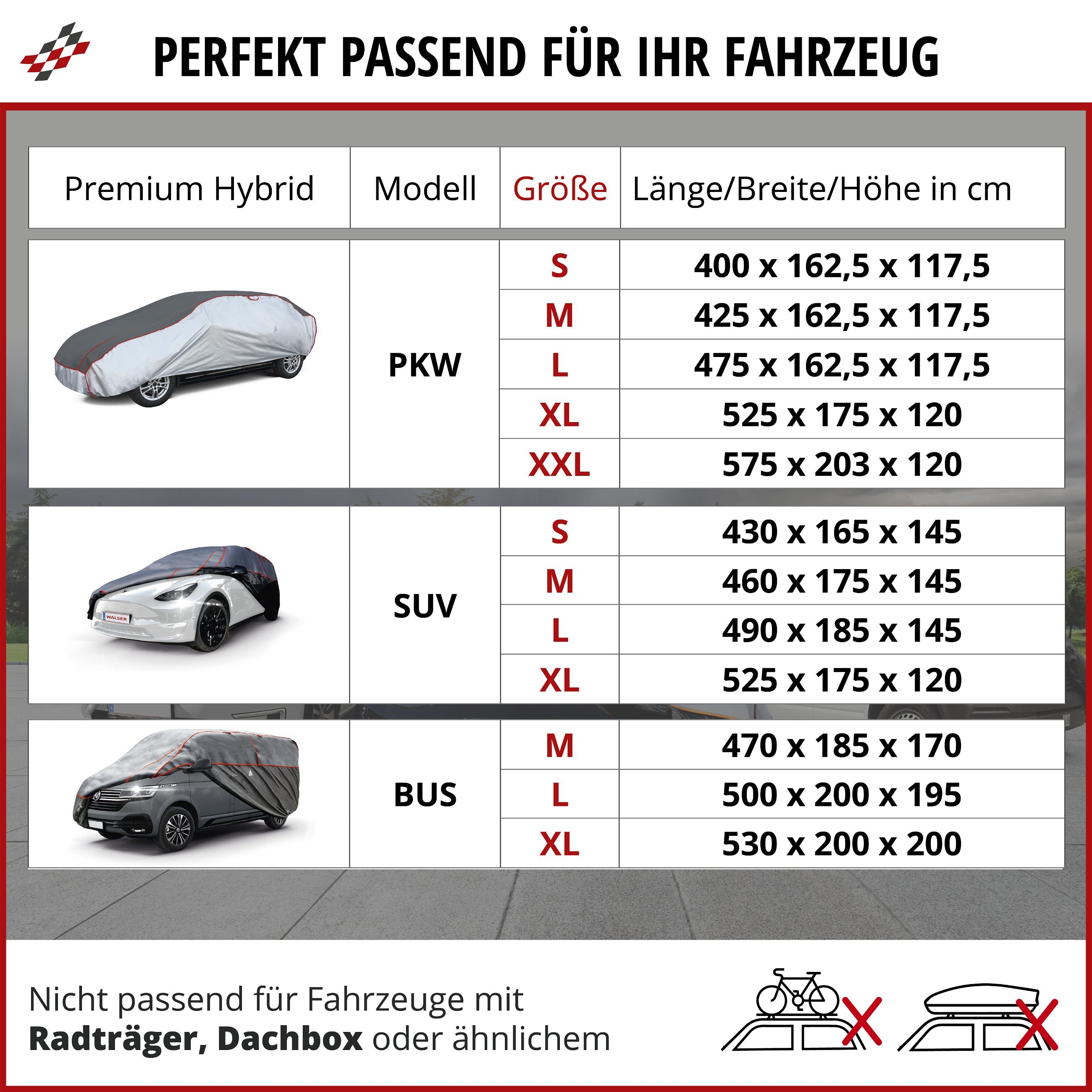 PKW Hagelschutzplane Premium Hybrid, Hagelschutzgarage Größe M