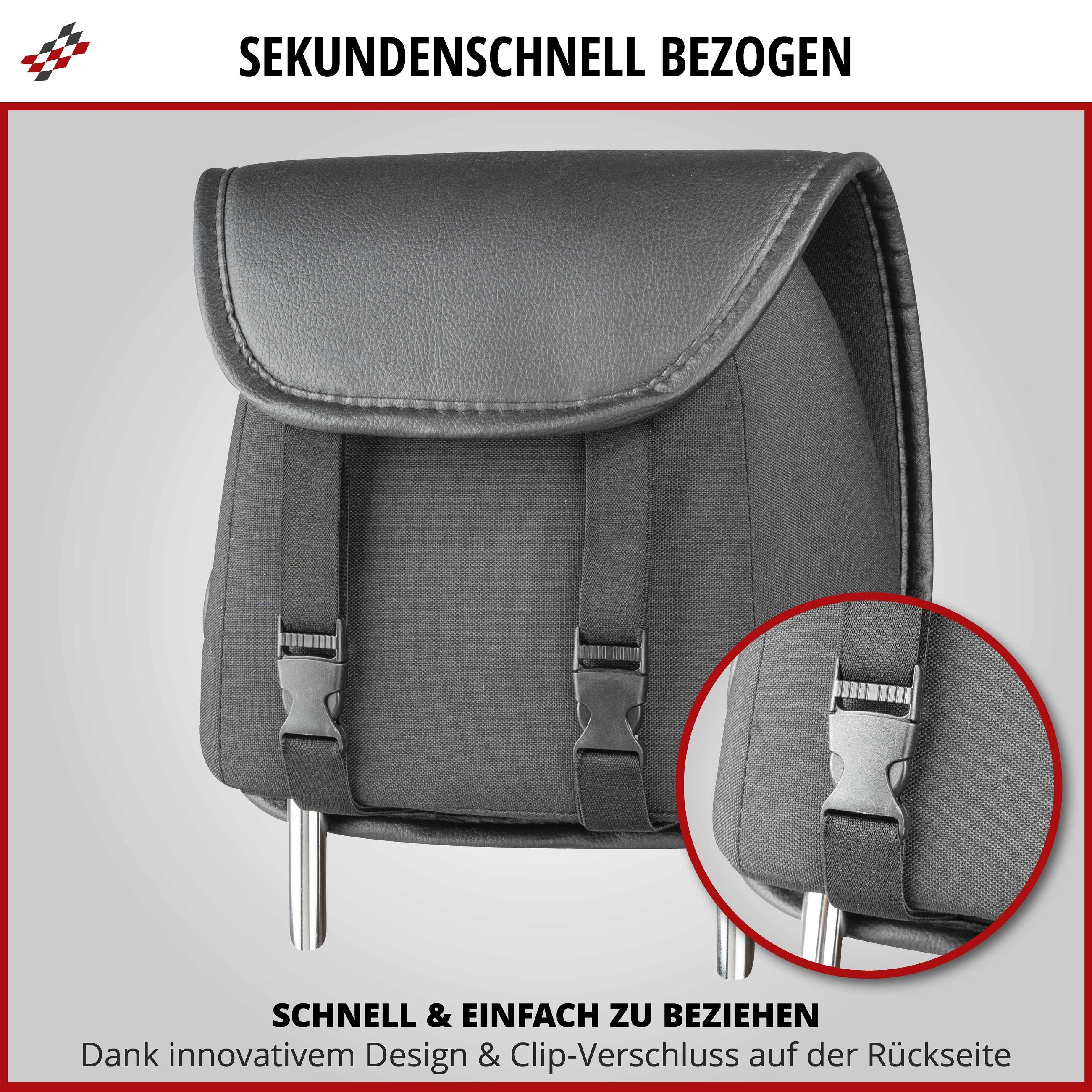 Auto Kopfstützenbezug Chris, 2 Stück Kopfstützenschoner Universalgröße schwarz