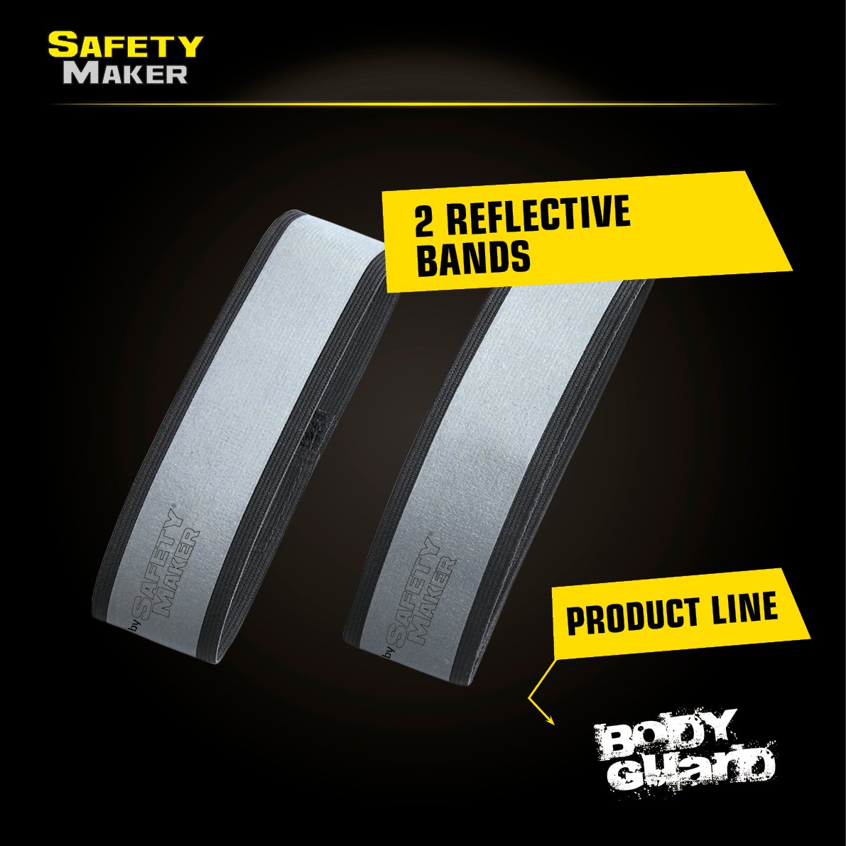 reflector band in silver / black - 1 pair