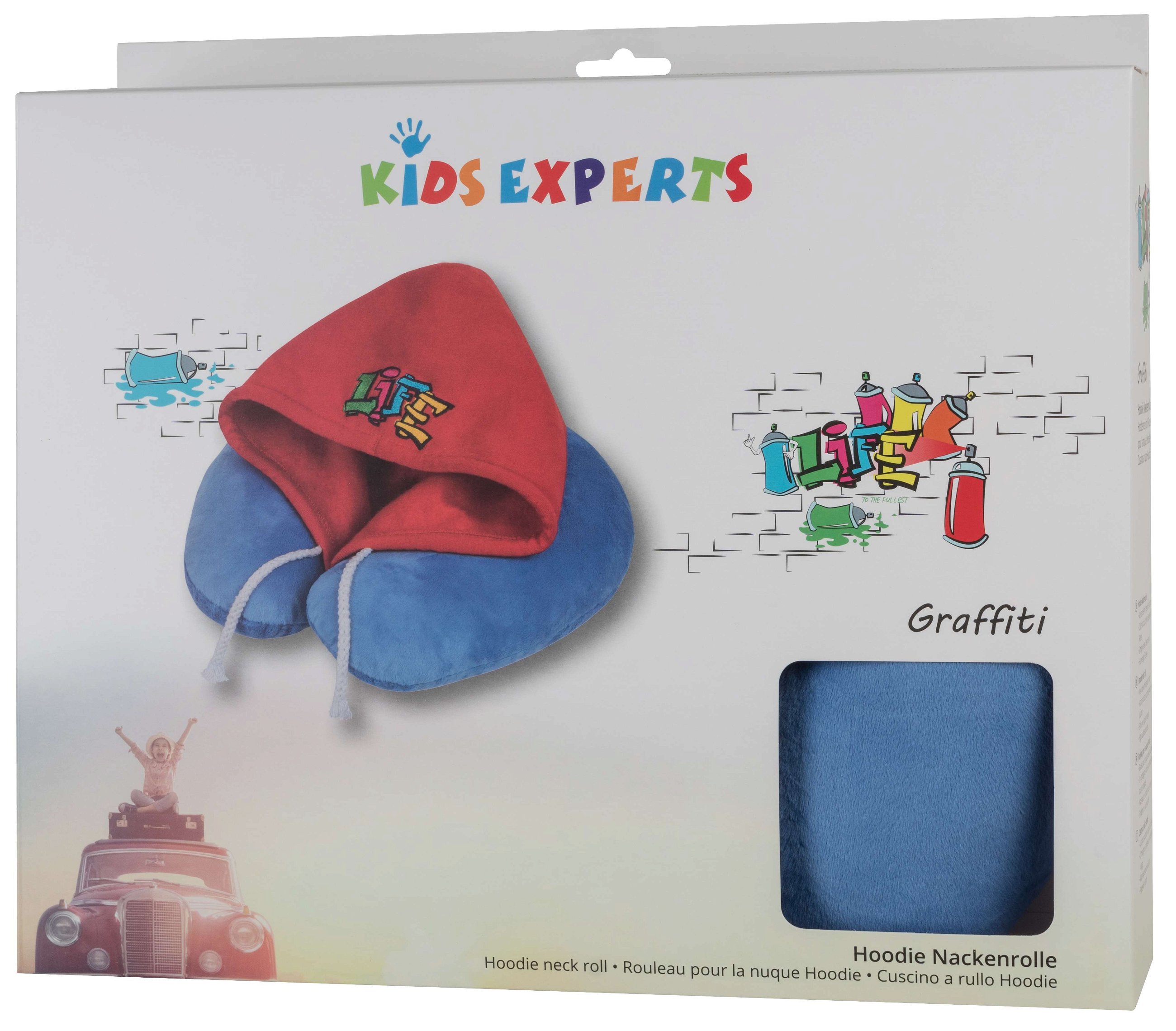 Bolster met capuchon Graffiti blauw