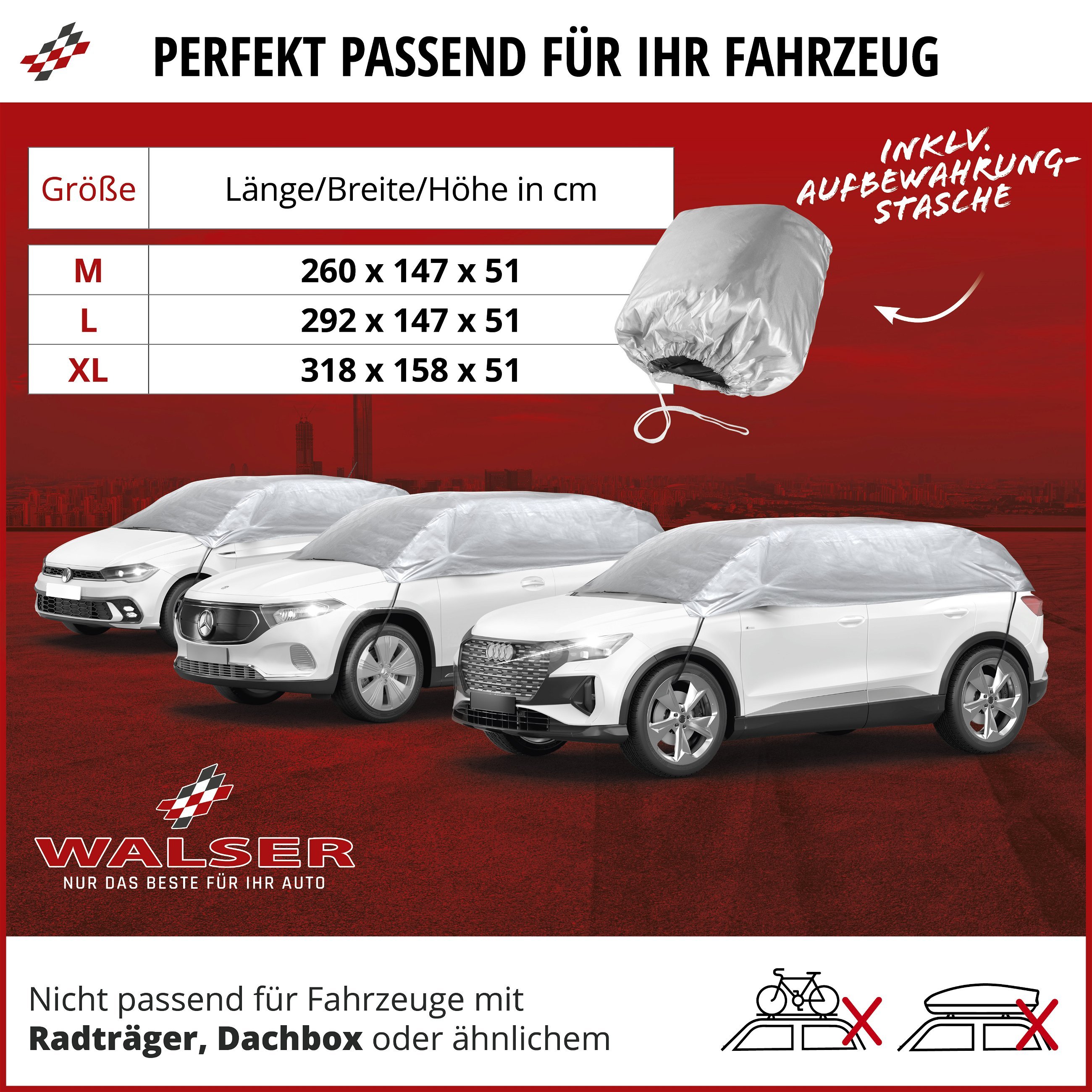 Abdeckplane Auto All Weather Basic, Autoplane Halbgarage Größe L