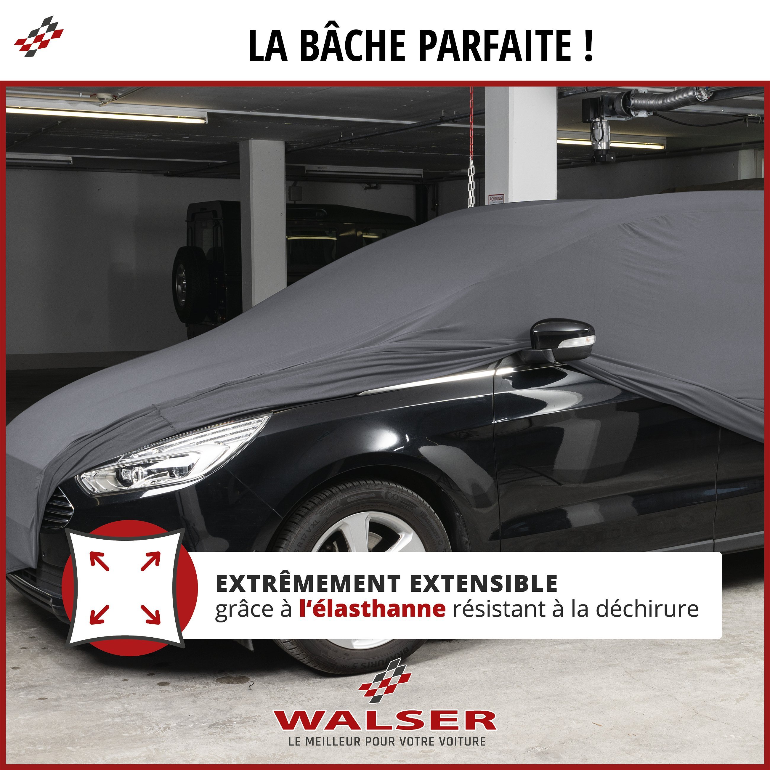 Bâche pour voiture Indoor Stretch Plus SUV taille M anthracite