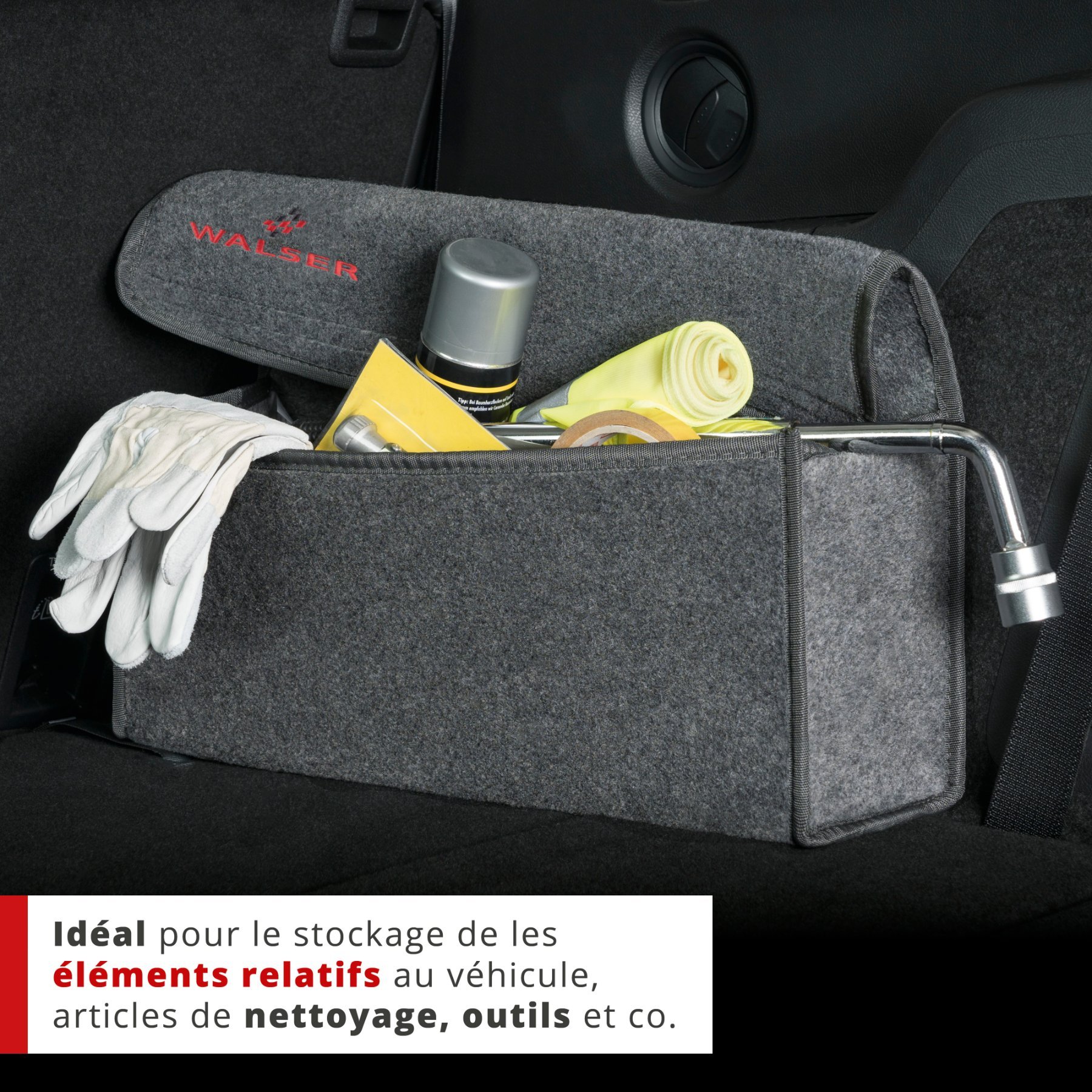 Sac de coffre Toolbag taille L, sac de rangement pour voiture gris 50x16x21cm
