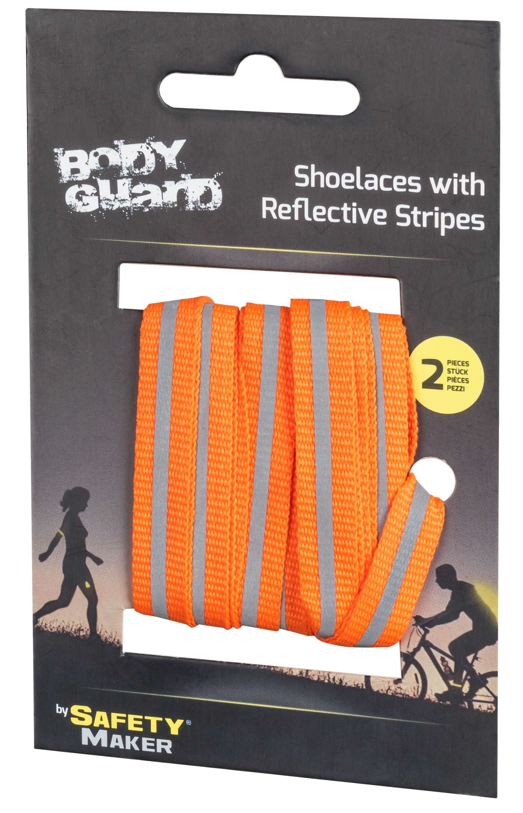 Schnürsenkel, Schuhsenkel mit reflektierenden Streifen orange