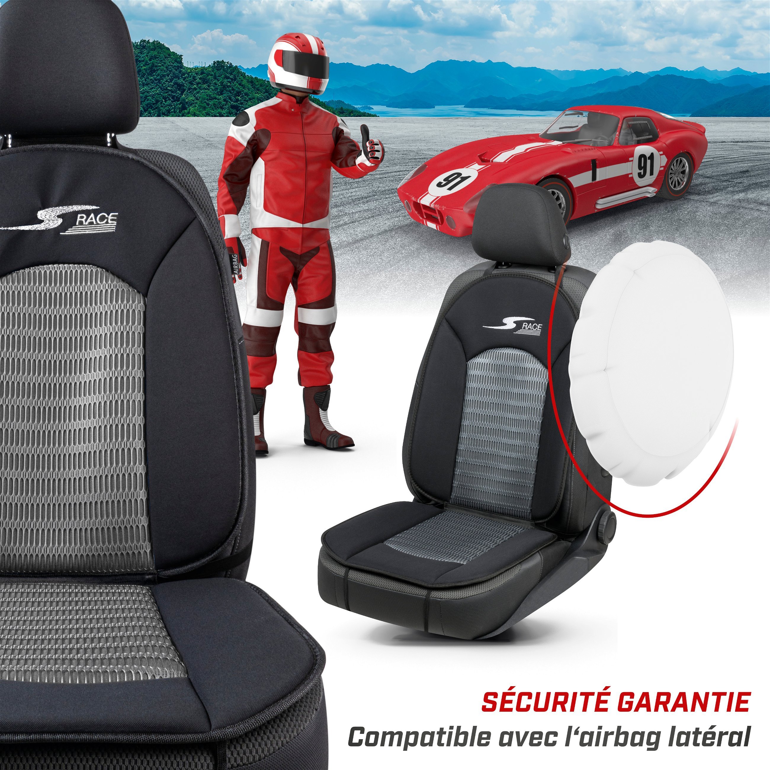 Housses de sièges S-Race anthracite