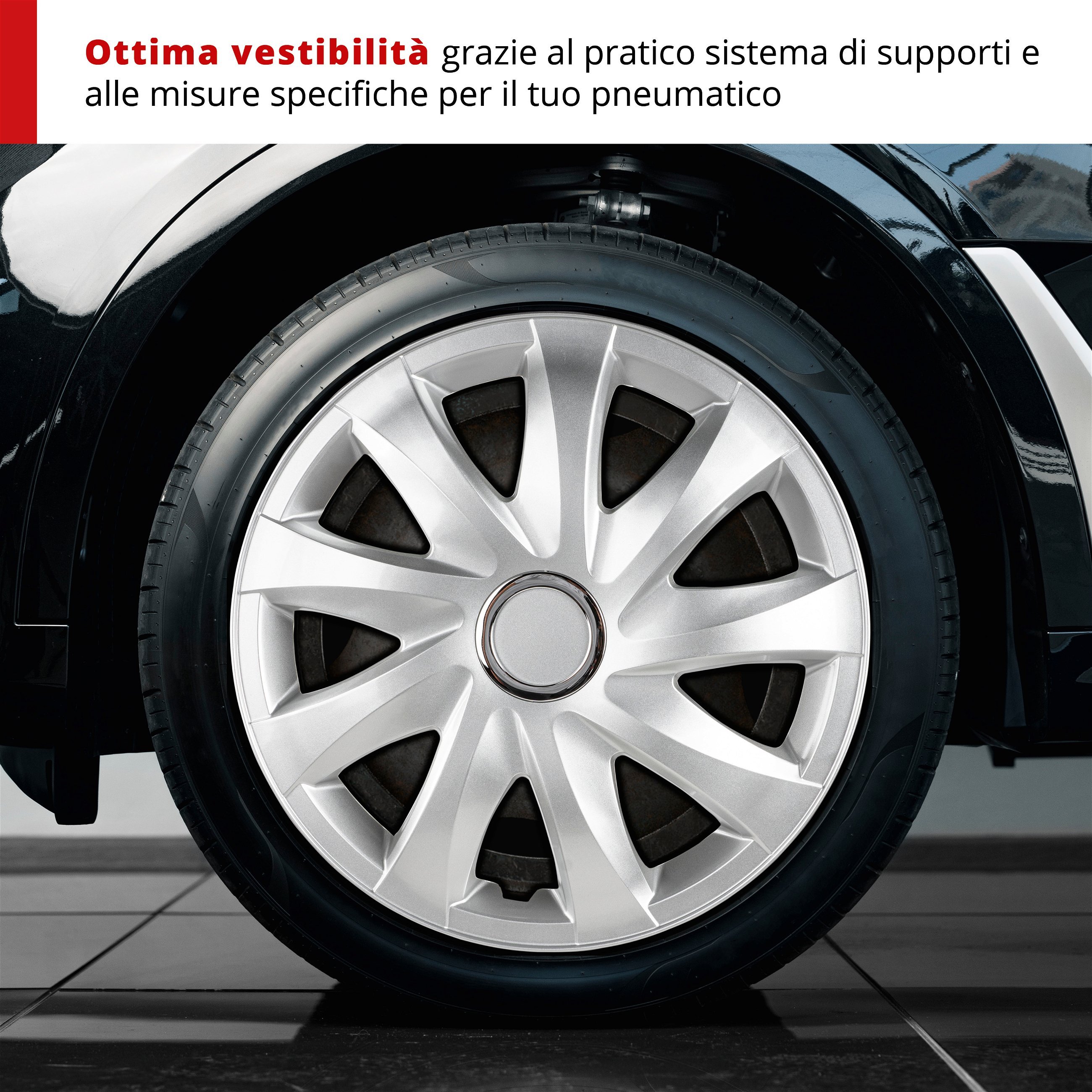 Copricerchi Drifter 15", 4 pezzo argento