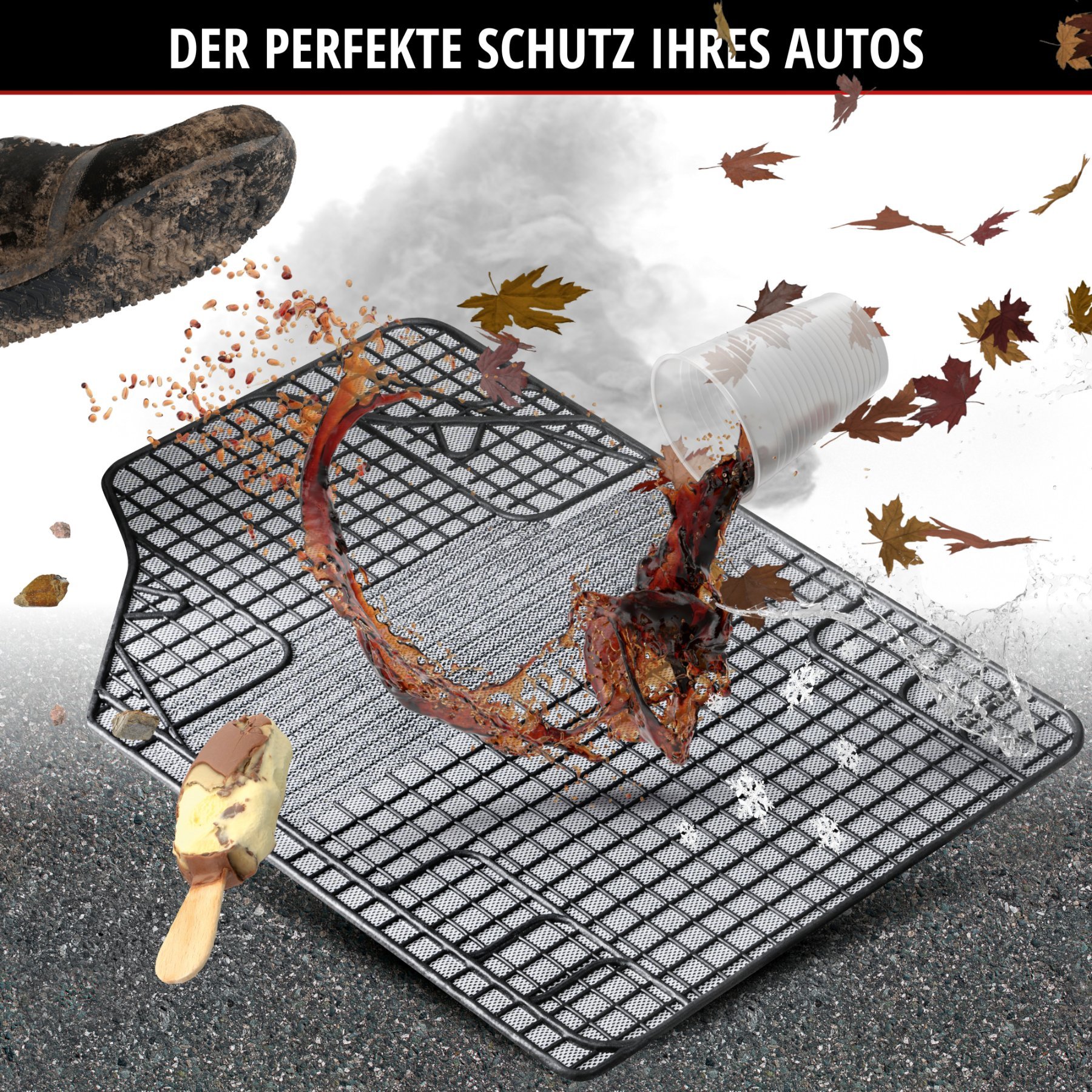 Gummimatten New Style, zuschneidbares Automattenset weiß/schwarz
