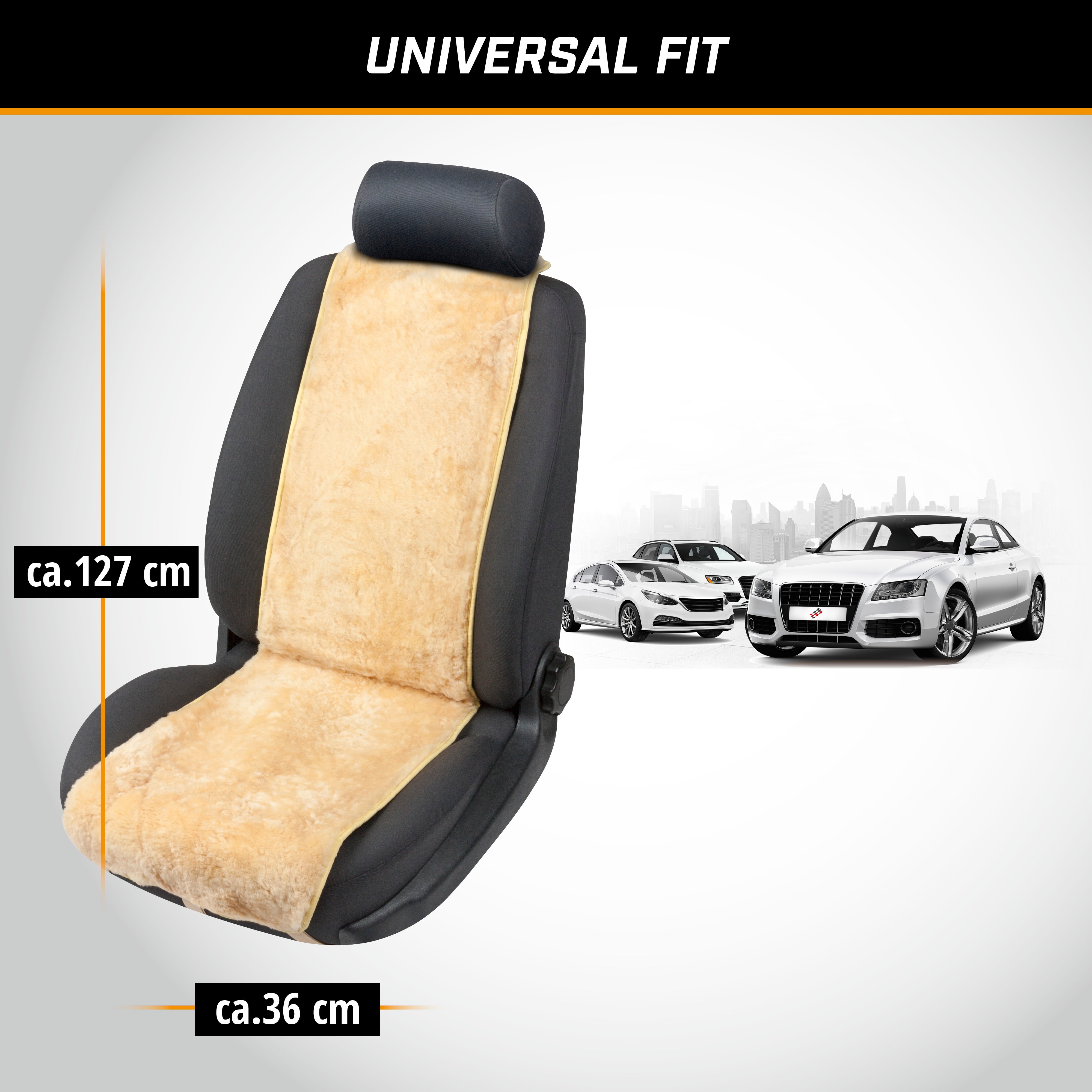 Car Seat cover in lambskin Cosmo beige 12-14mm fur height
