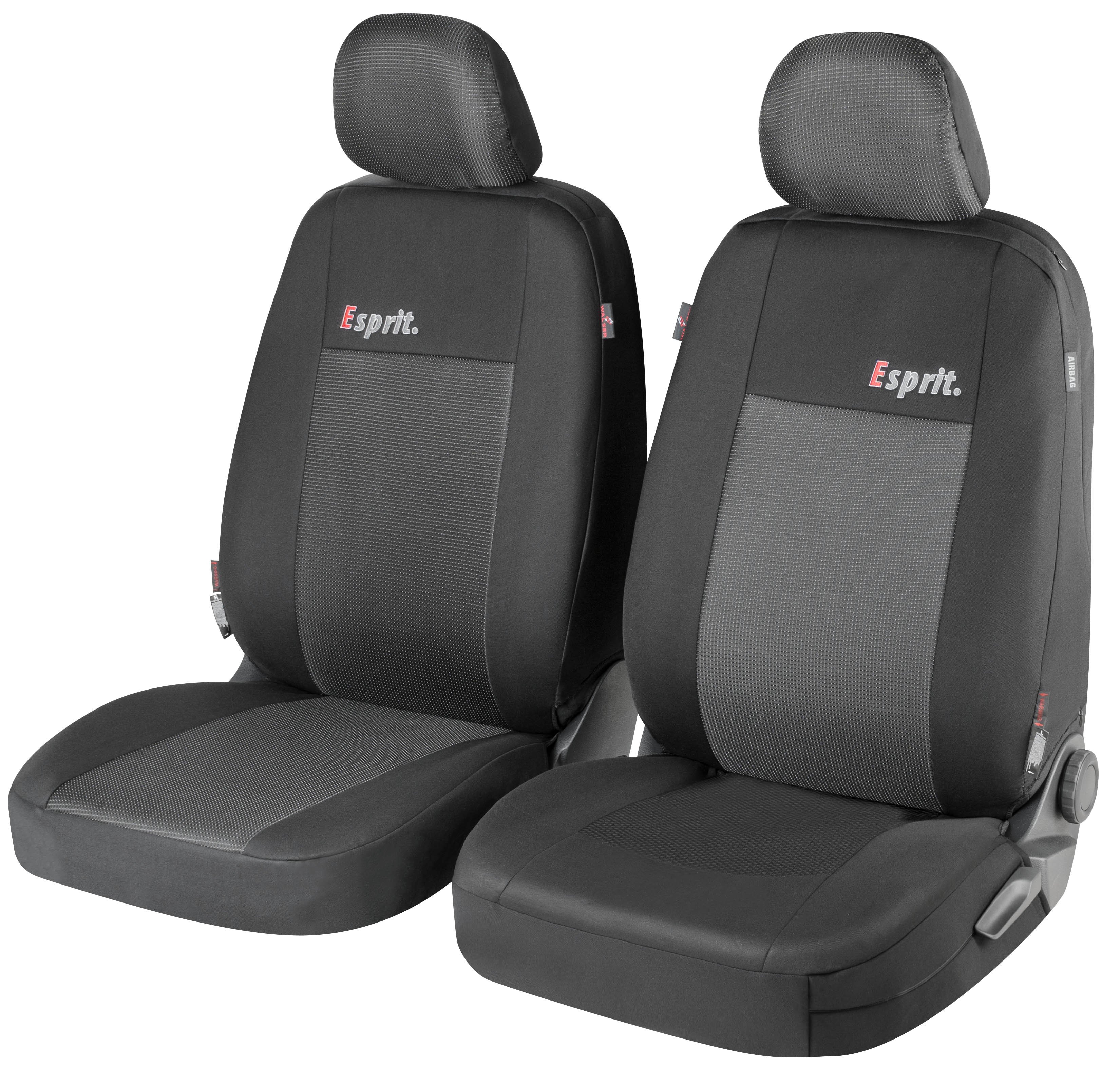 Autositzbezug ZIPP-IT Premium Esprit, PKW-Schonbezüge für 2 Vordersitze Normalsitz mit Reißverschluss-System schwarz