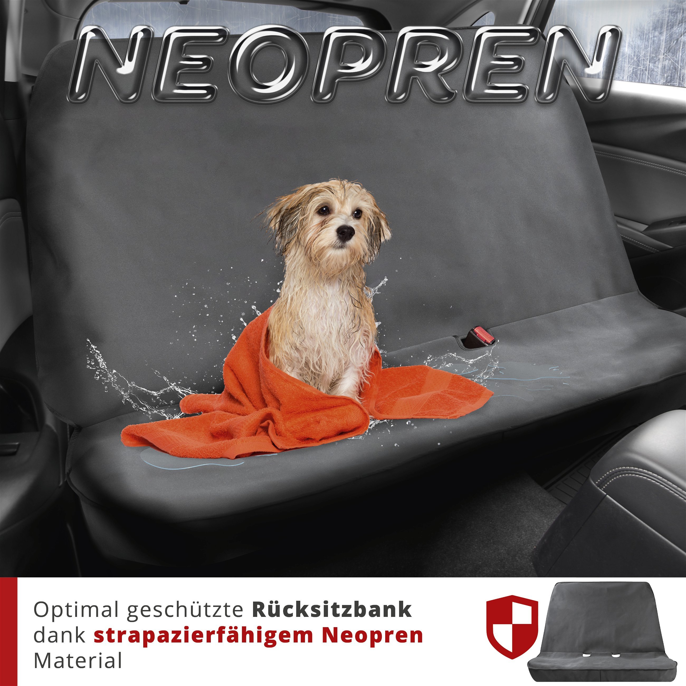 PKW Sitzauflage Neopren, Auto-Sitzschoner Rücksitzbank wasserdicht, robuste Universal Schutzauflage und Schutzunterlage PKW/LKW
