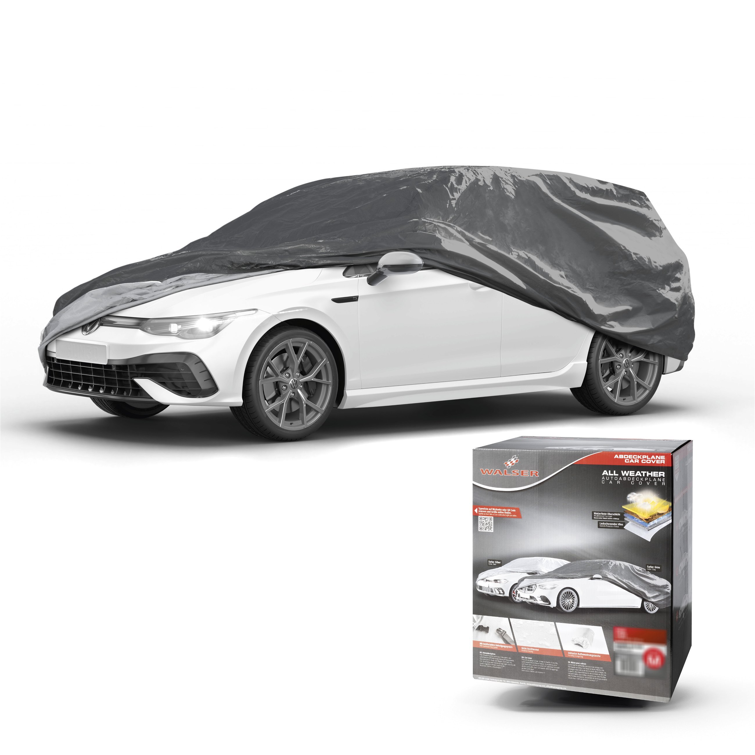 Dekzeil voor auto All Weather Basic, autozeil volledige garage Combi maat M grijs