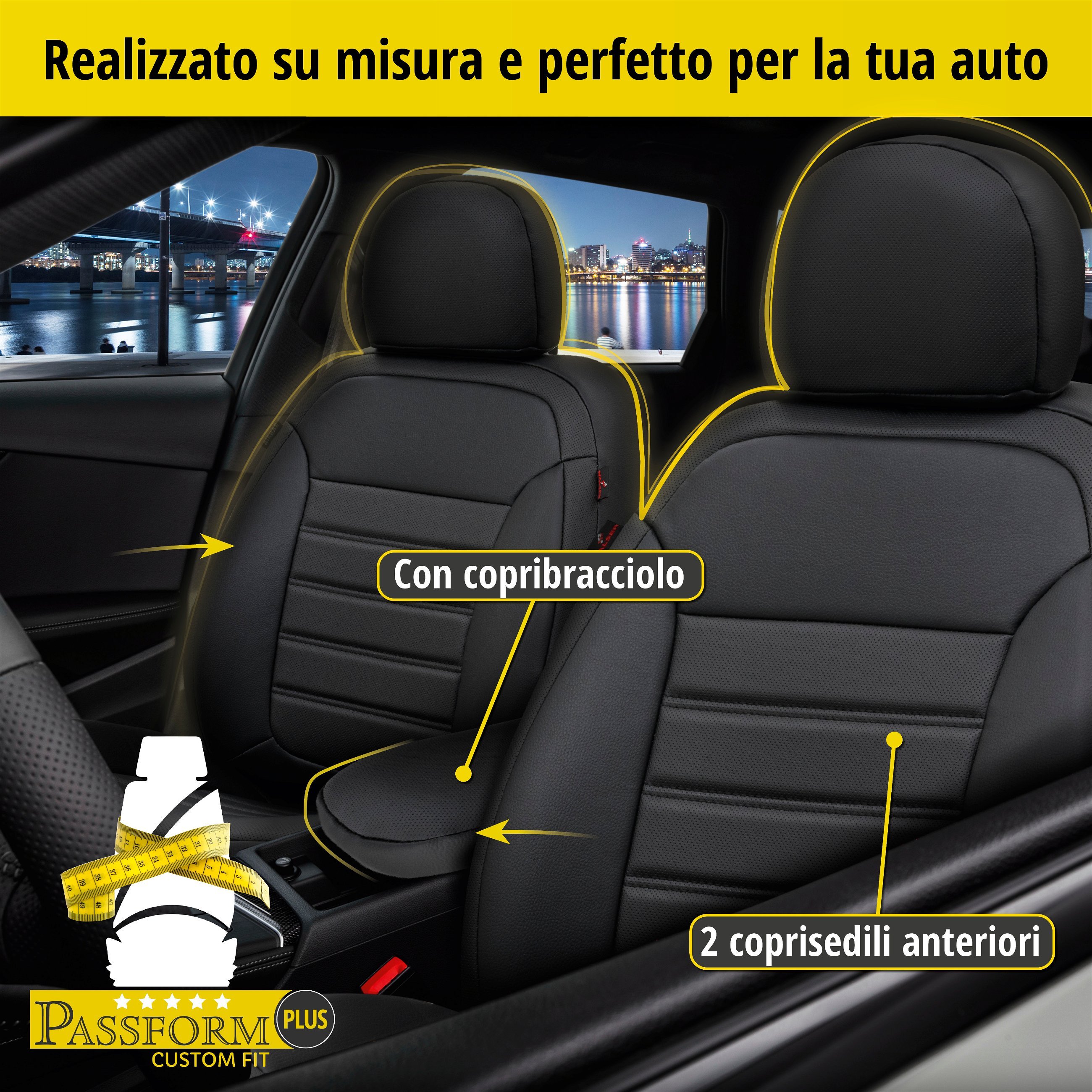 Coprisedili Robusto per Audi A6 Avant (4G5, 4GD, C7) 05/2011-09/2018, 2 coprisedili per sedili normali