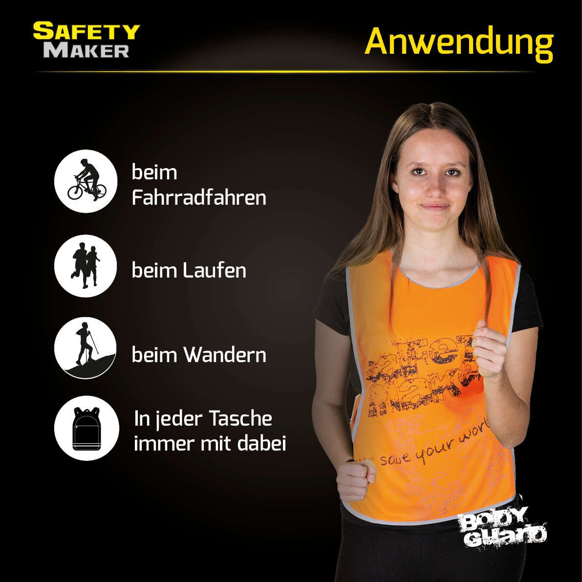 Freizeitweste mit reflektierenden Designelementen S-M orange