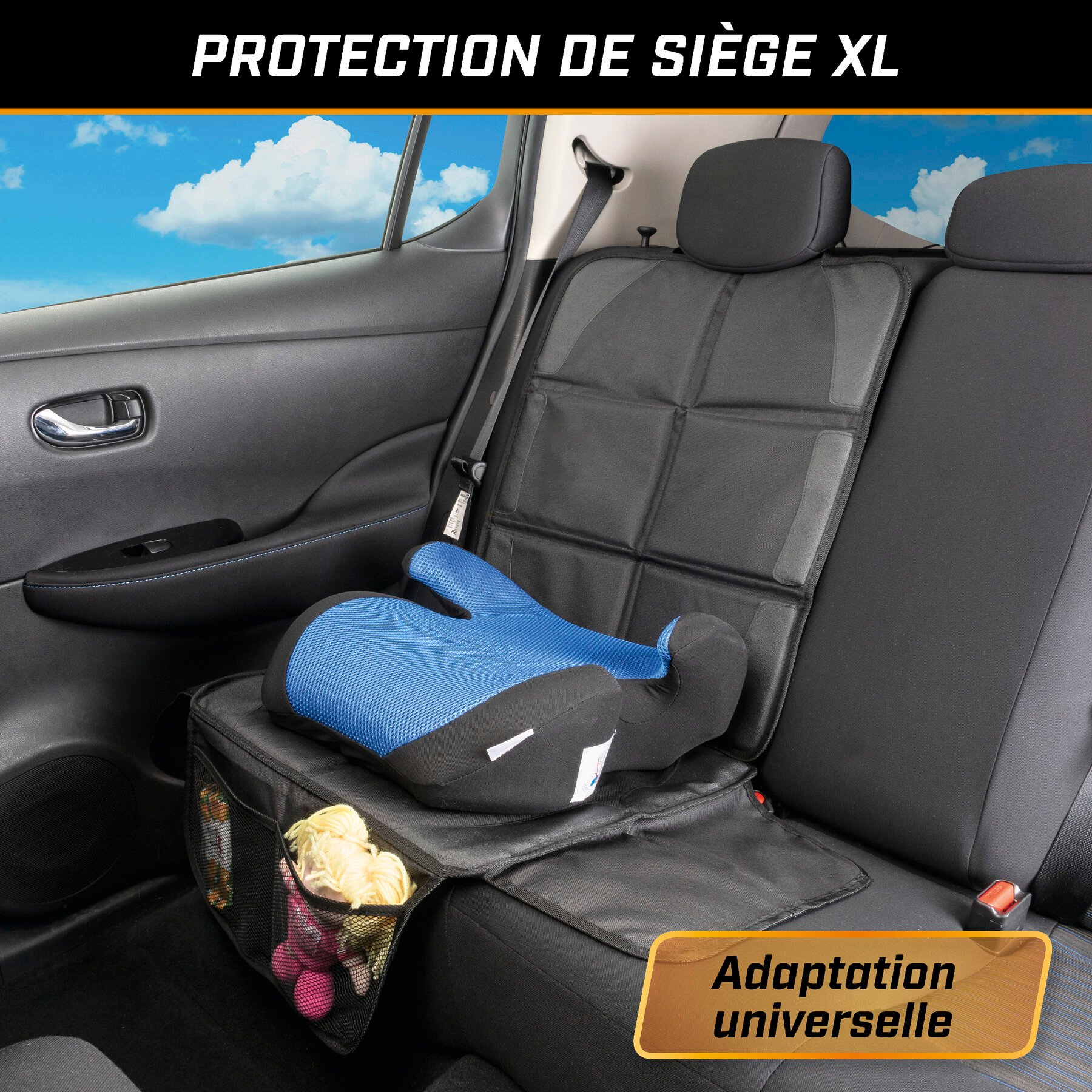 Coussin pour siège enfant Protect XL, tapis de protection pour siège enfant noir