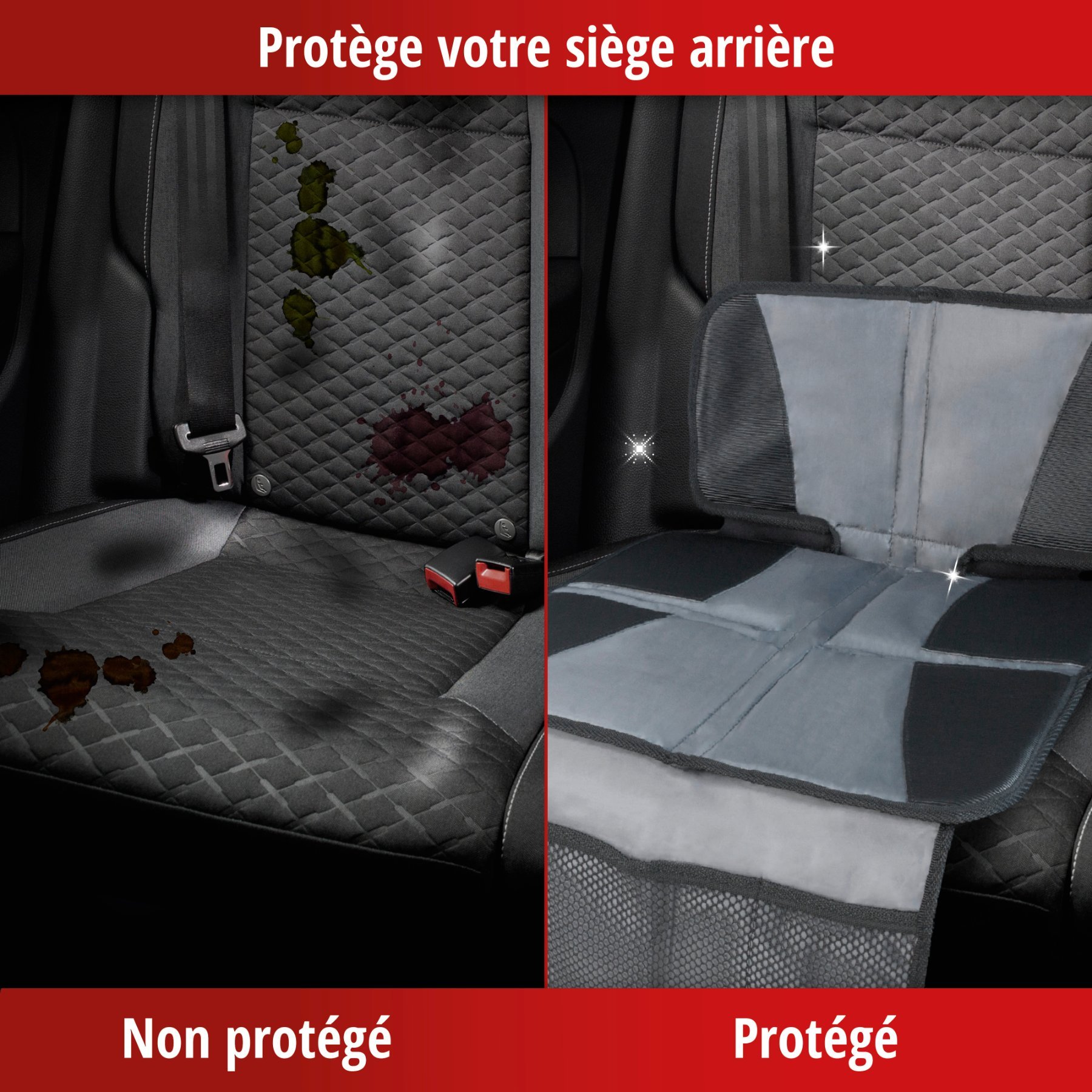 Coussin pour siège enfant Tidy Fred, tapis de protection pour siège enfant gris/noir