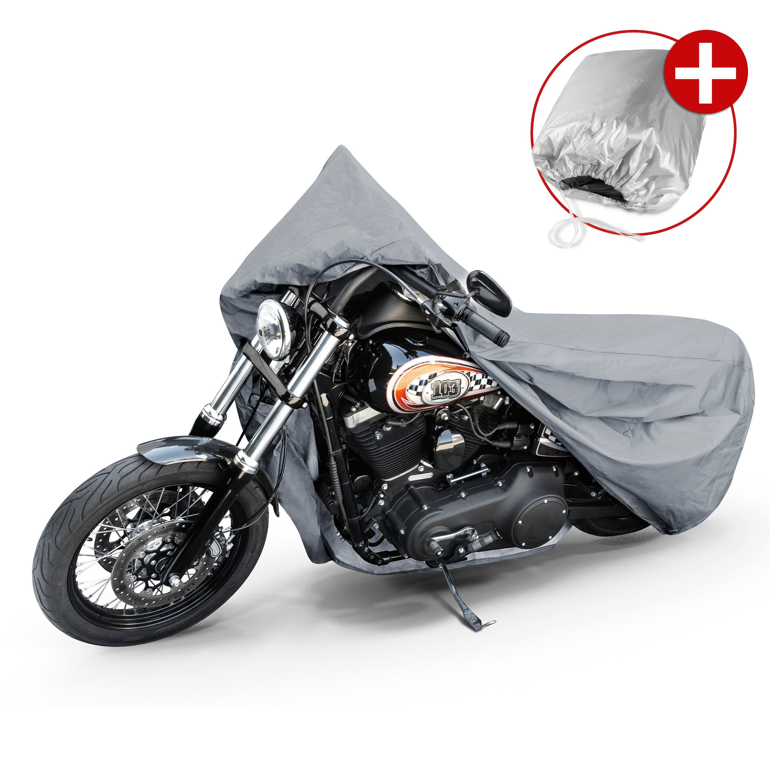 Motorfietsgarage Chopper maat L, PVC hoes - 250x100x130cm grijs, motorhoes, motorhoes waterdicht, motorfiets beschermhoes
