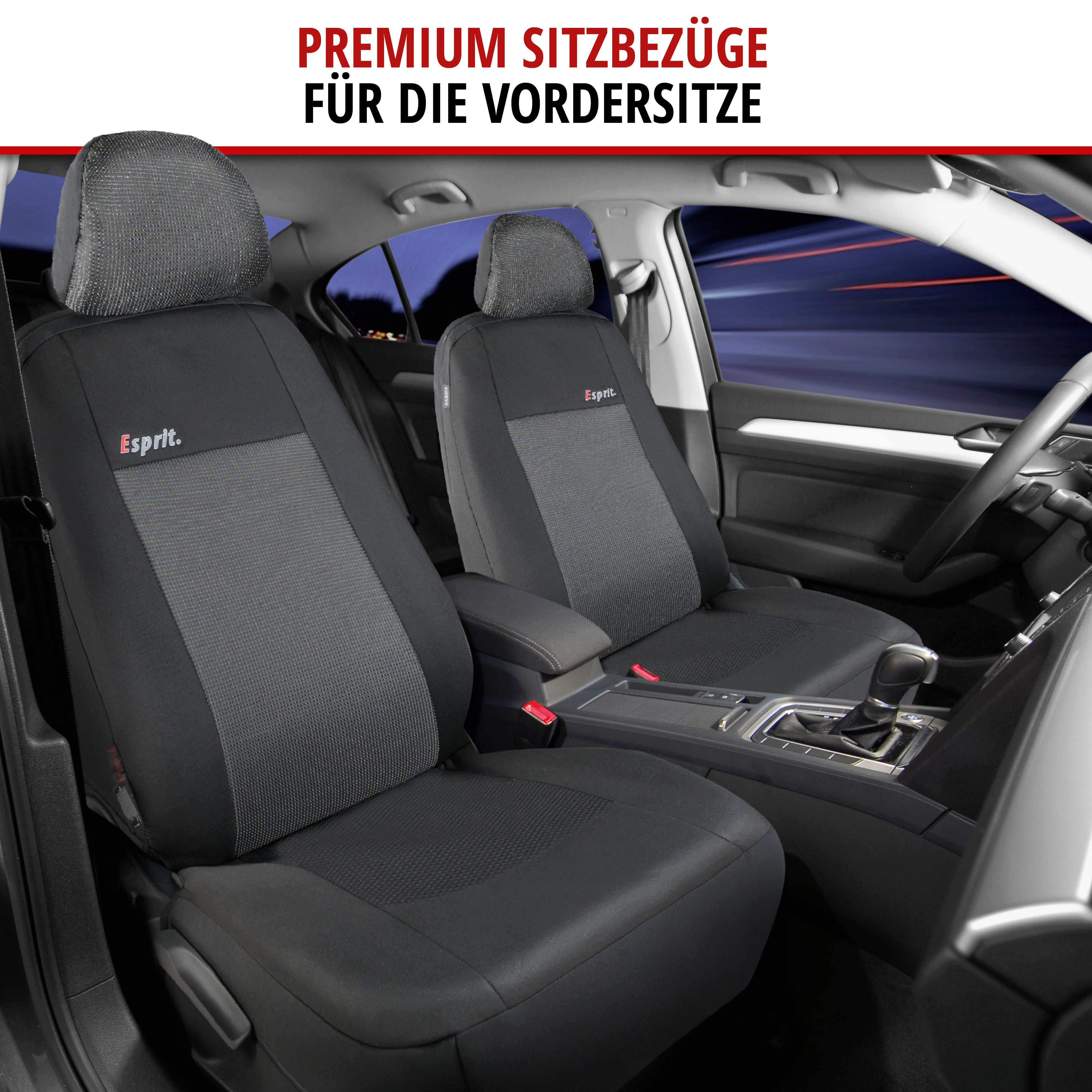 Autositzbezug ZIPP-IT Premium Esprit, PKW-Schonbezüge Komplettset Normalistz mit Reißverschluss-System schwarz