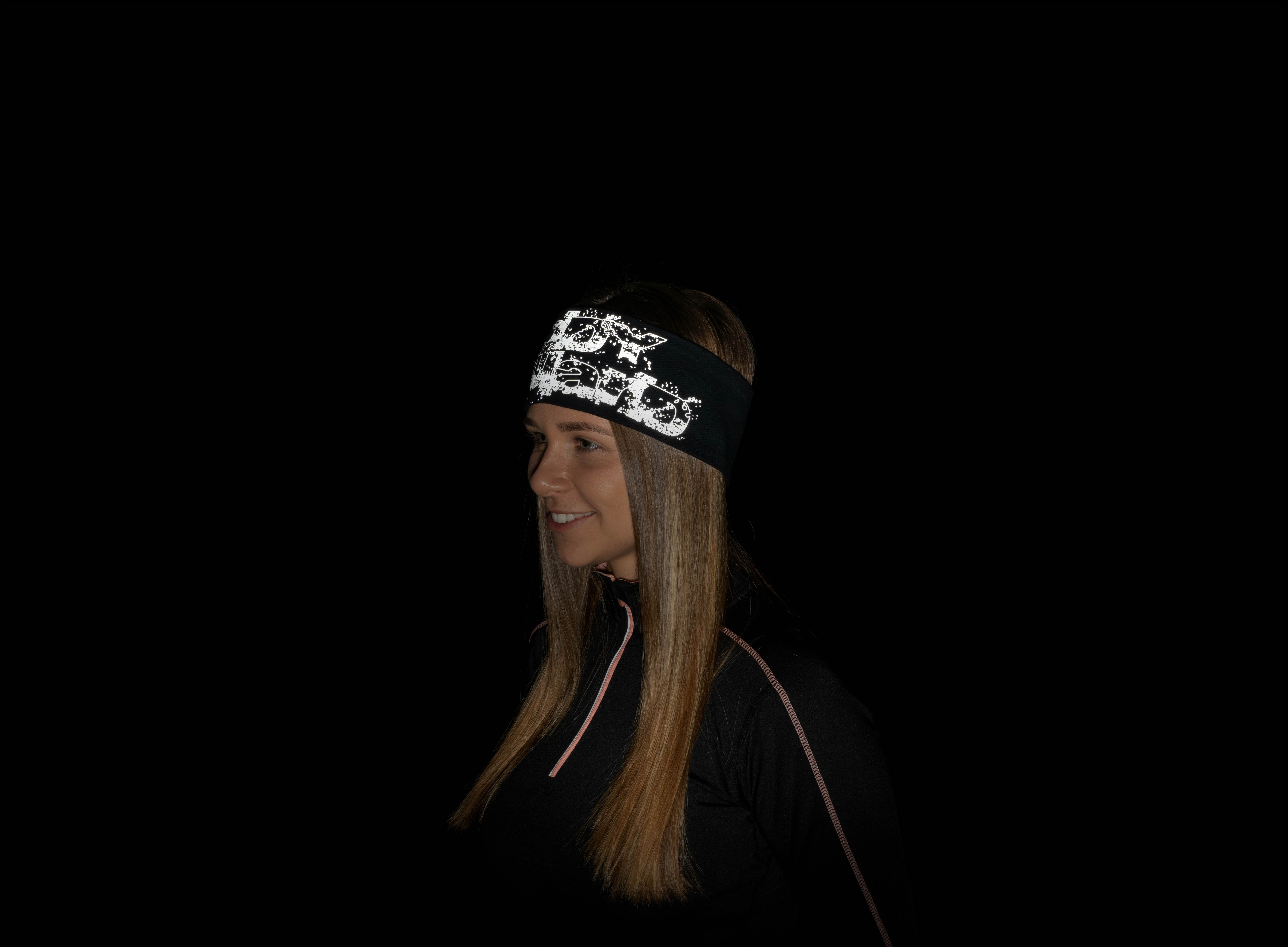 Safety Maker 44562 Omkeerbare hoofdband reflecterend, voor joggen, hardlopen, sport, hoofdband, oorwarmers heren/vrouwen met reflector blauw-zwart