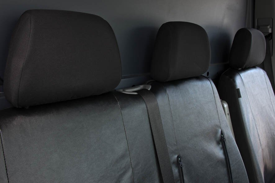 Passform Sitzbezug aus Kunstleder kompatibel mit VW Crafter, Mercedes Sprinter, Einzelsitz Armlehne innen & Doppelbank klappbar