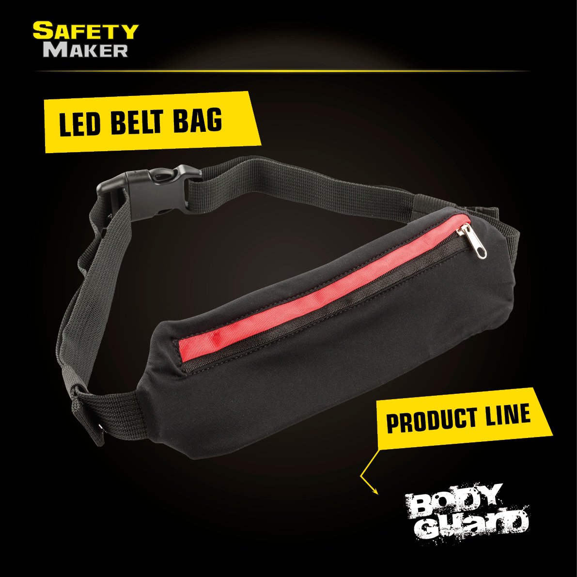 LED belt pouch black red